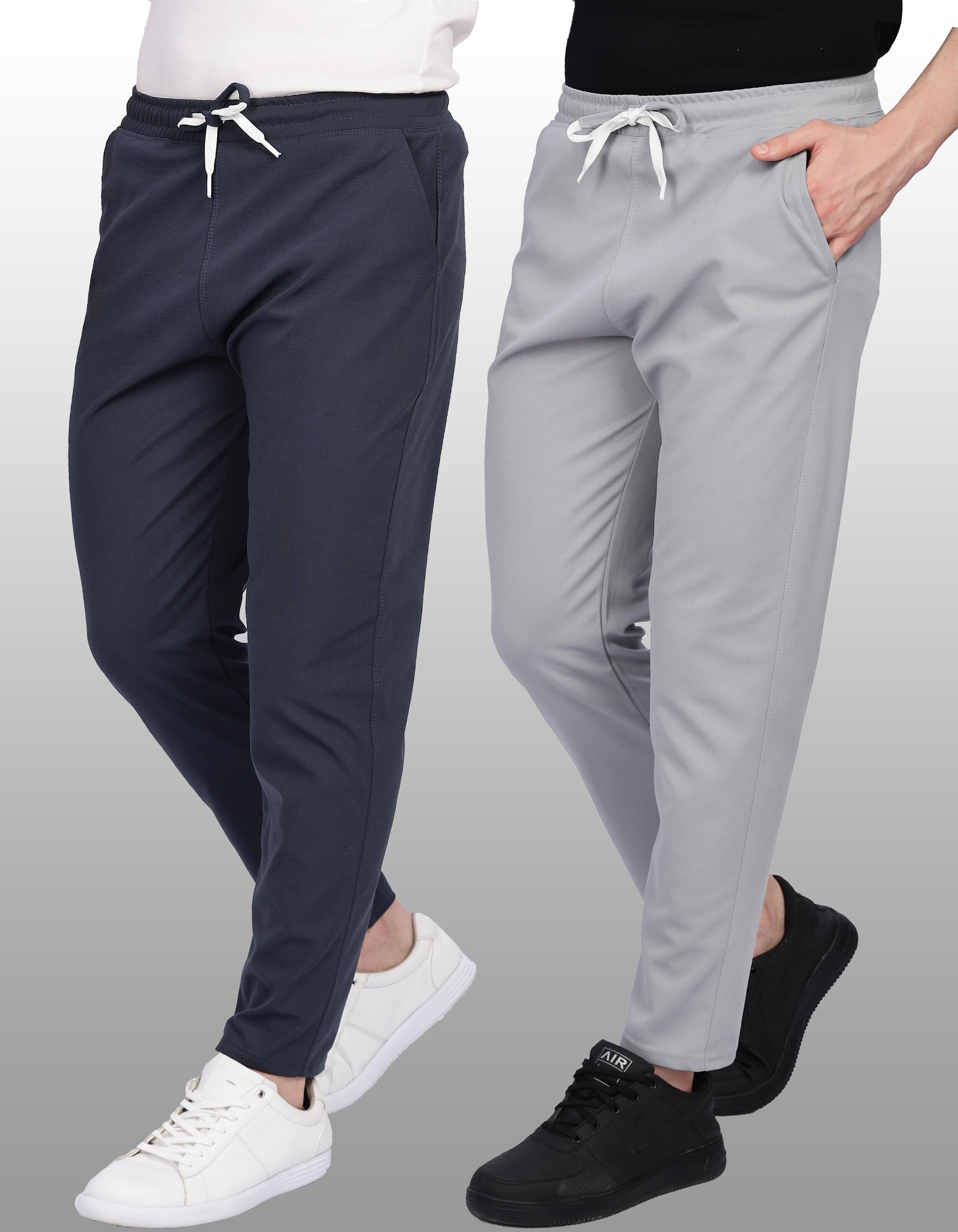 glaluzy Pack of 2 Men Solid Grey Track Pants-picture-11