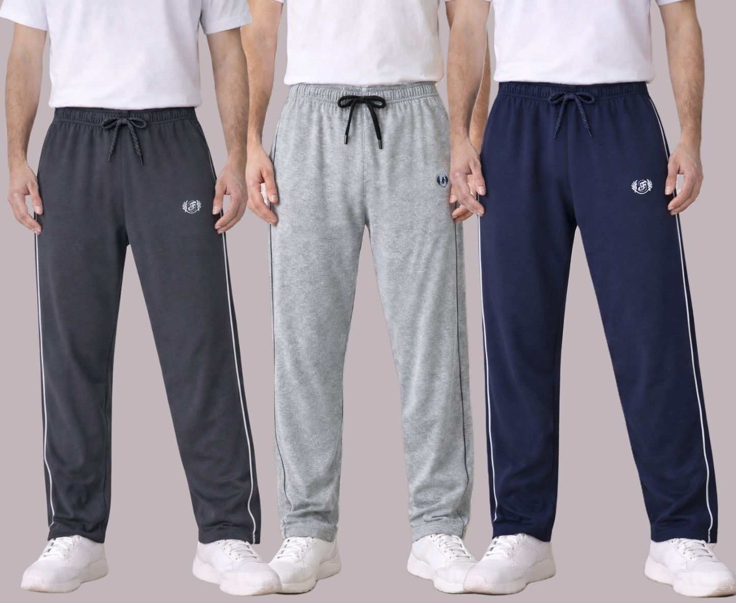feverfew Pack of 3 Men Striped Multicolor Track Pants-picture-0