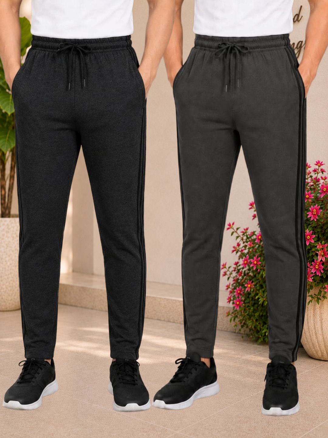 rapx Pack of 2 Men Solid Grey Track Pants-picture-11