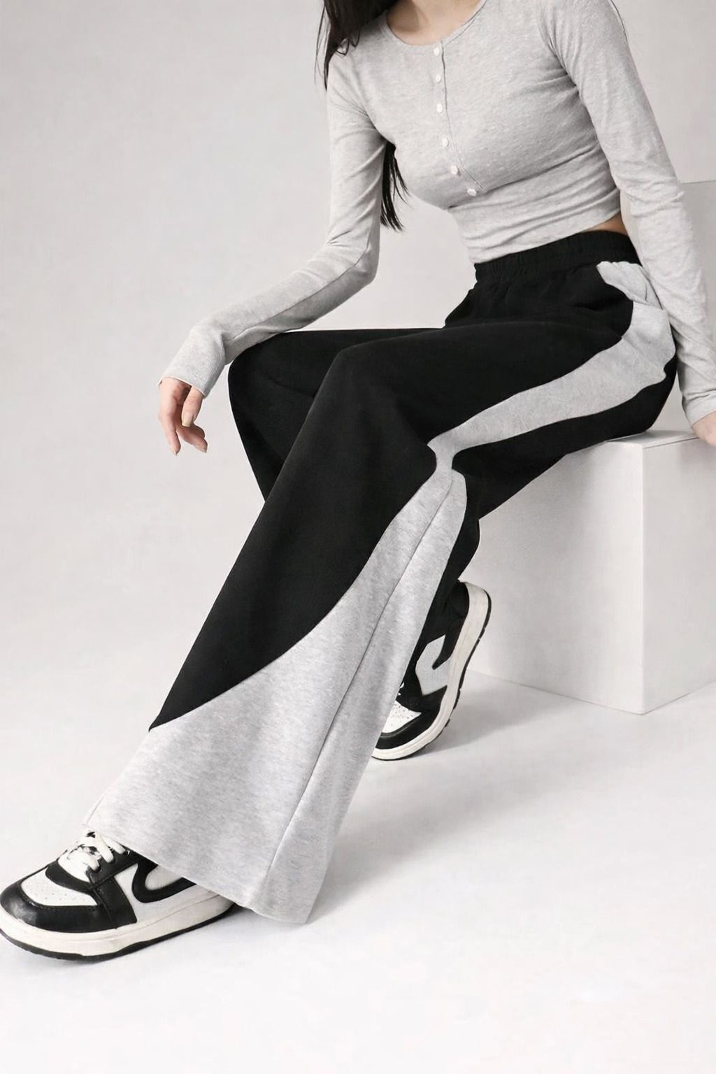 rock huns Women Colorblock Black Track Pants-picture-28
