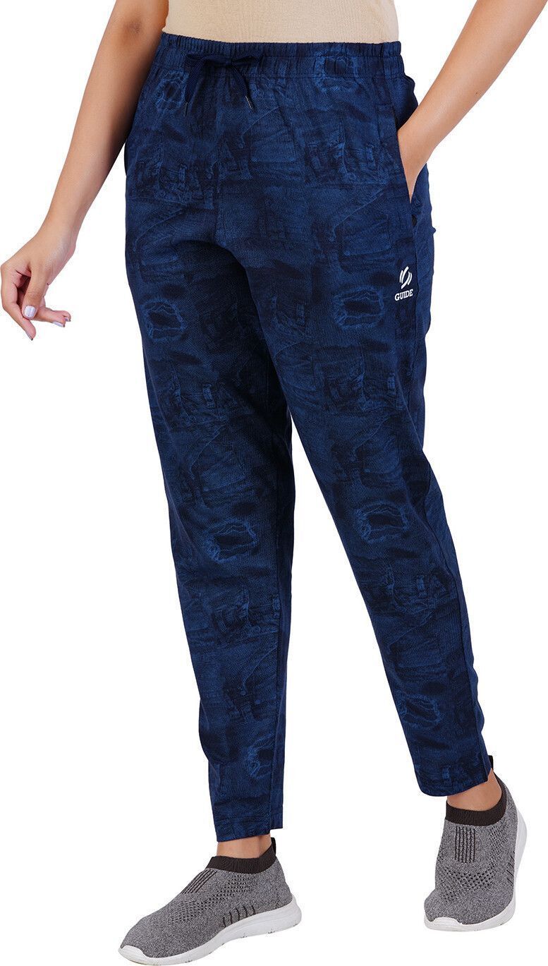 Women Polka Print Dark Blue Track Pants