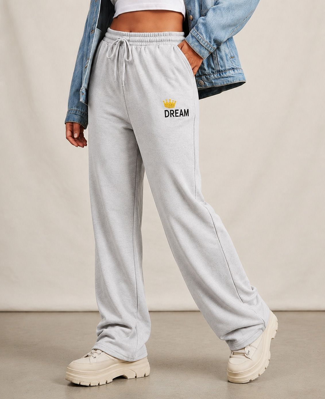 sbk creation Women Solid, Graphic Print Grey Track Pants-picture-30
