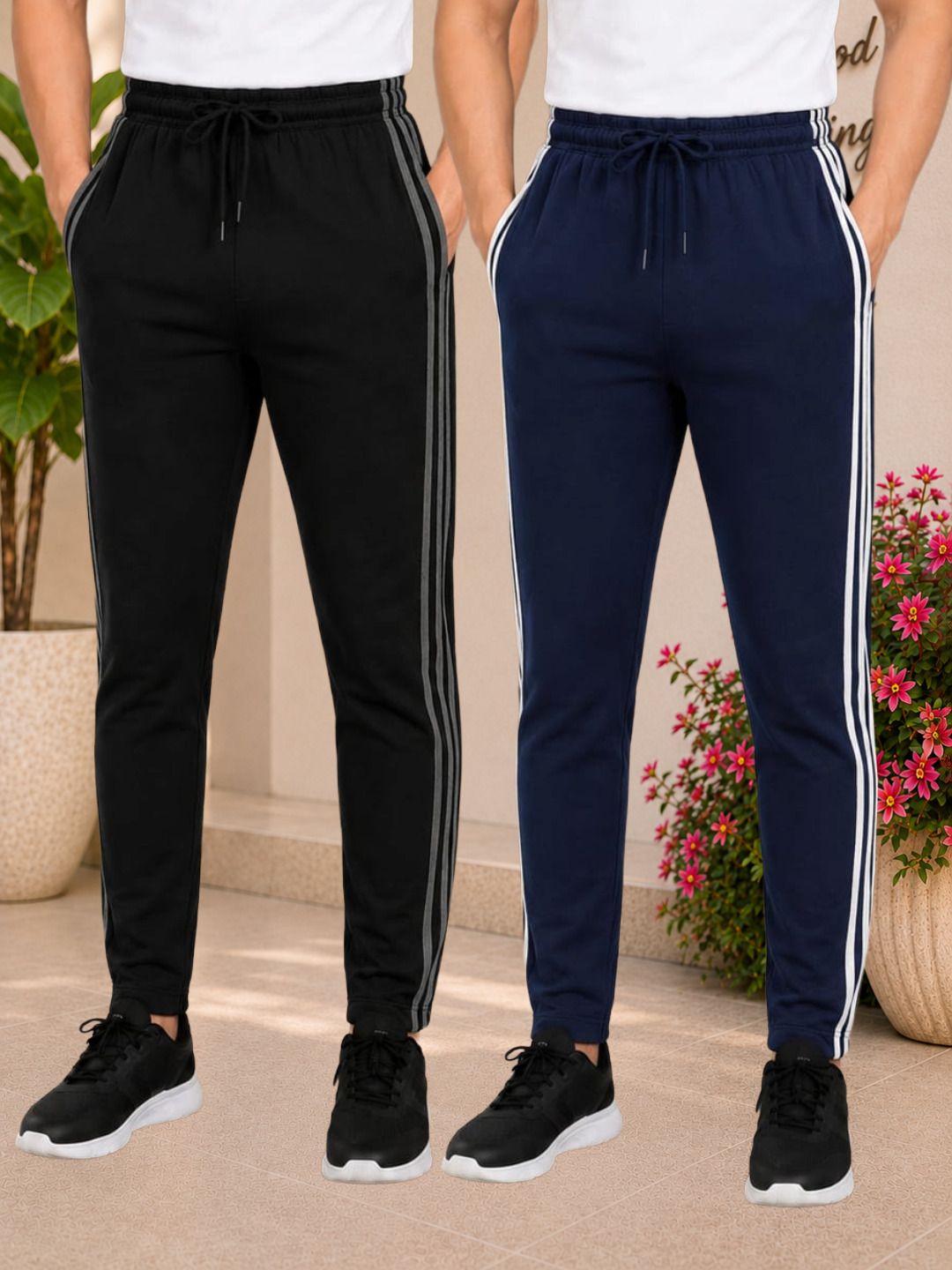 rapx Pack of 2 Men Solid Black Track Pants-picture-22