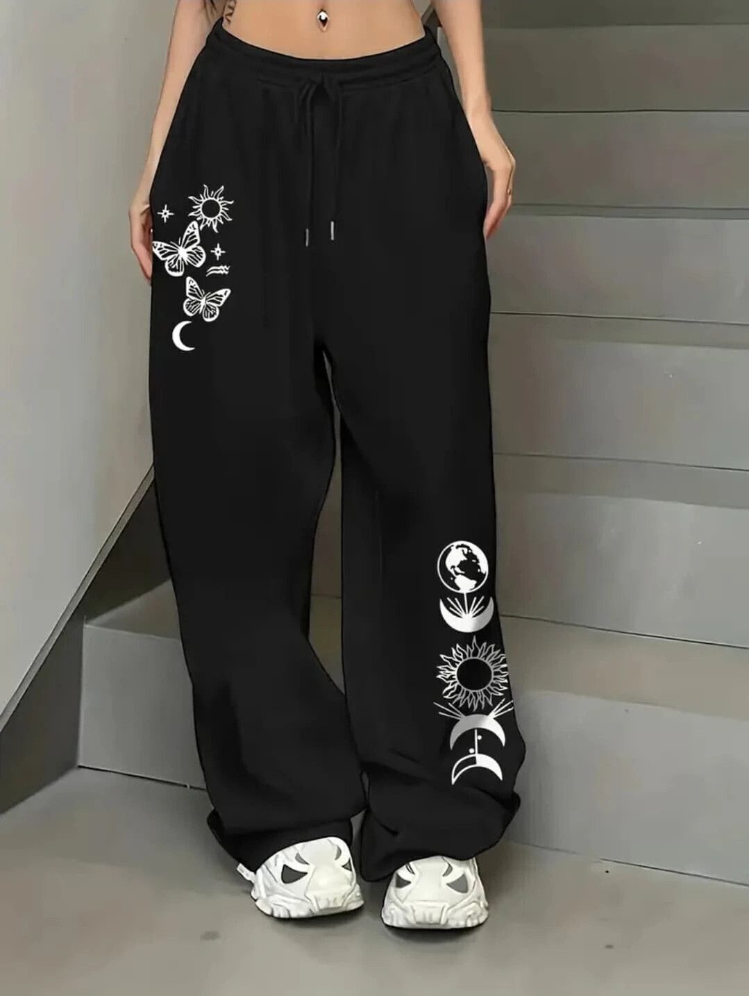 avyara Women Printed Black Track Pants-picture-20