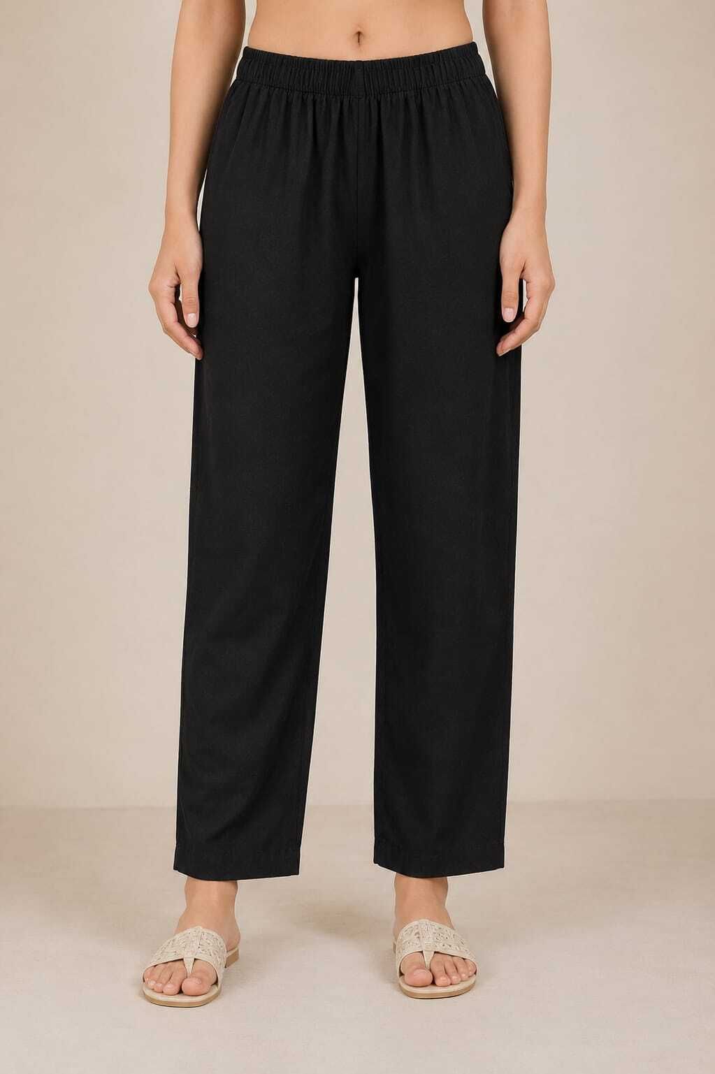 Women Solid Black Track Pants-image-44