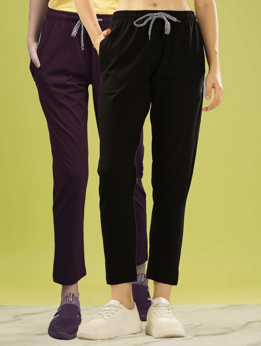 dollar Pack of 2 Women Solid Purple, Black Track Pants-picture-22