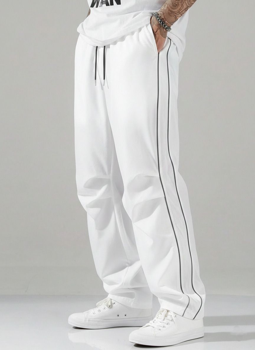 Men Solid White Track Pants