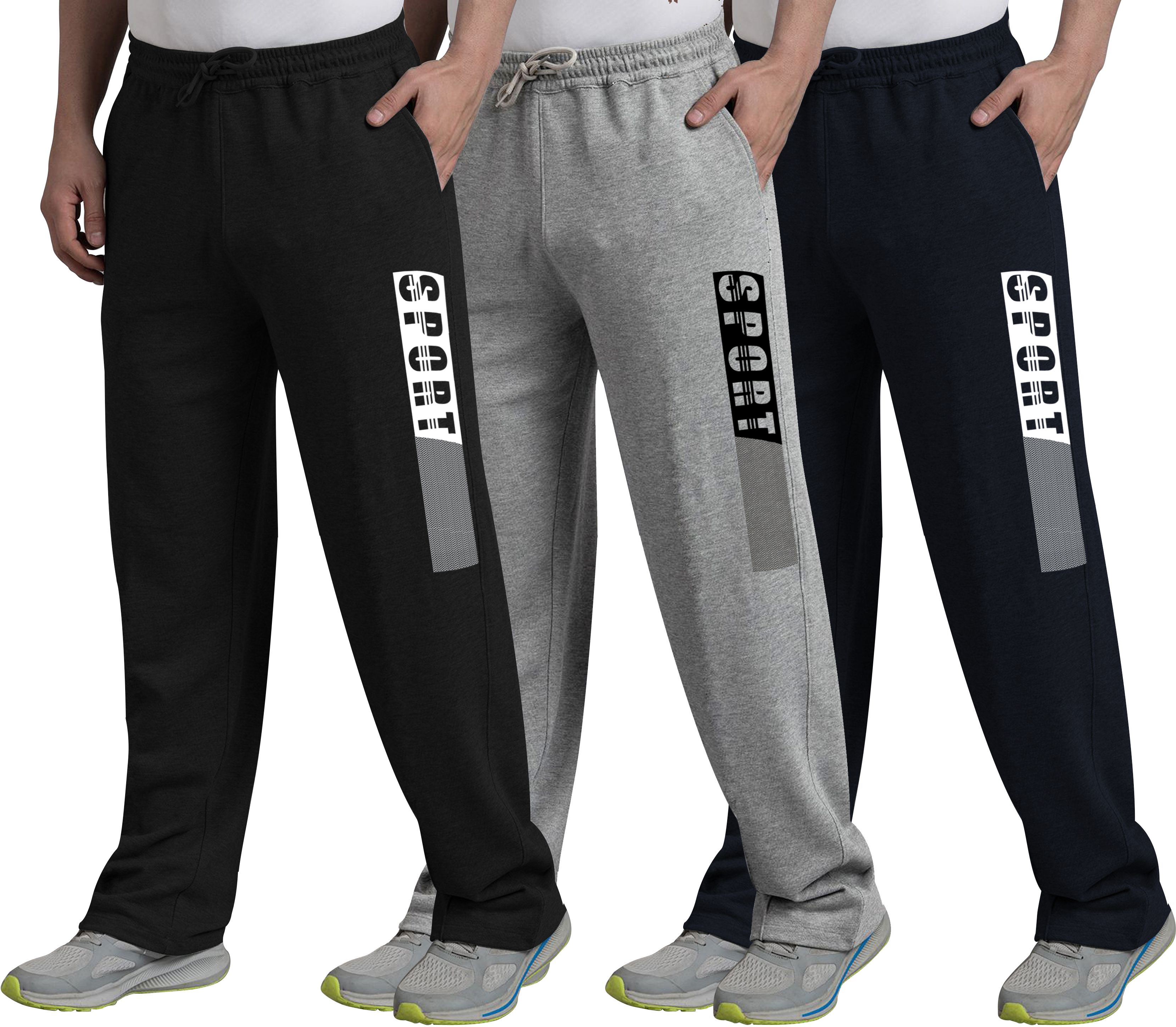 west gate clothing Pack of 3 Men Printed, Graphic Print Black, Grey, Dark Blue Track Pants-picture-9