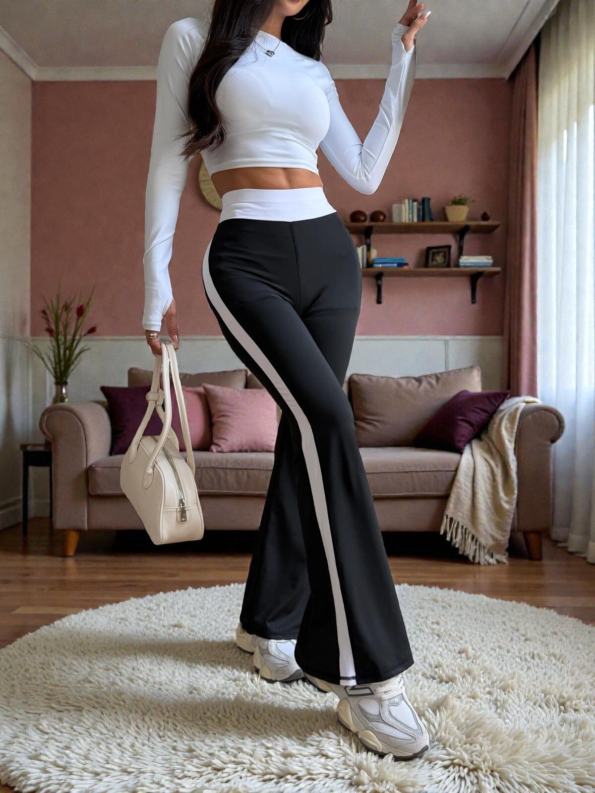 iuga Women Self Design Black Track Pants-picture-12