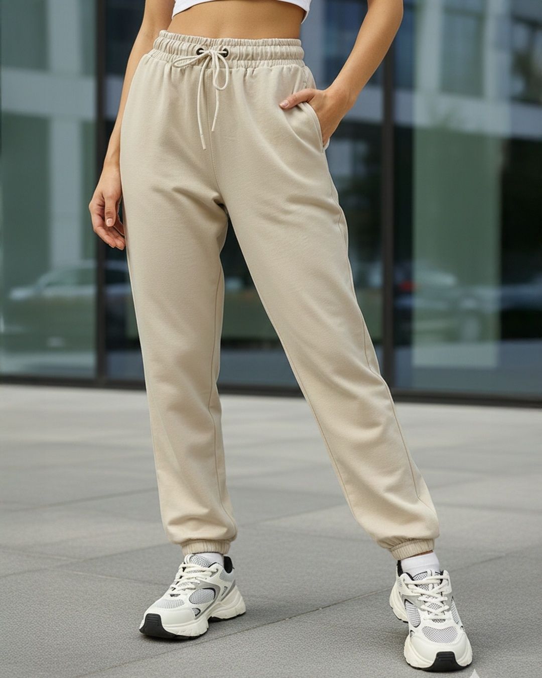 bewakoof Women Solid White Track Pants-picture-14