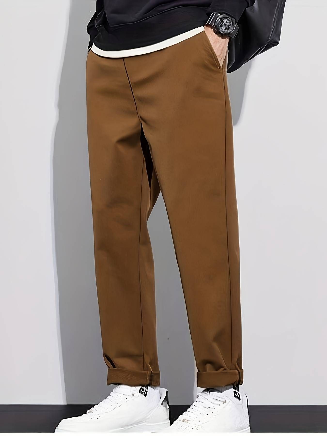 Men Solid Brown Track Pants-image-27