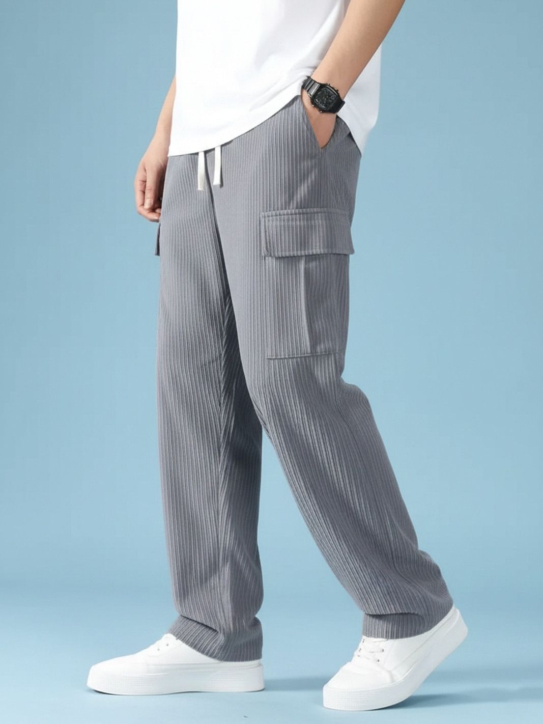 fly win Men Solid Grey Track Pants-picture-12