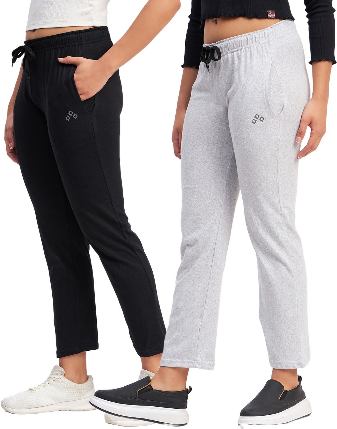 ds fashion Pack of 2 Women Solid Black, Grey Track Pants-picture-26
