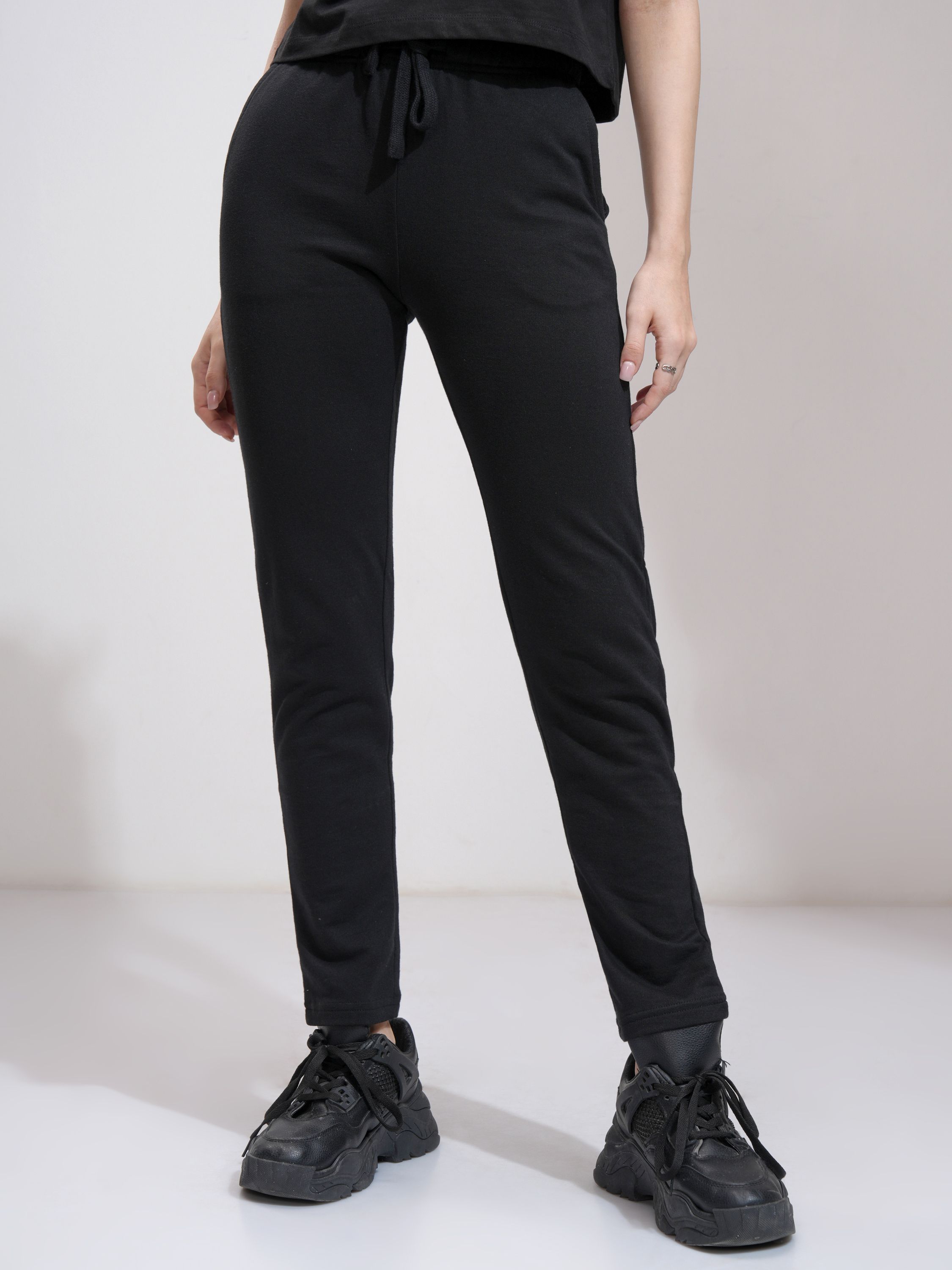 tokyo talkies Women Solid Black Track Pants-picture-17
