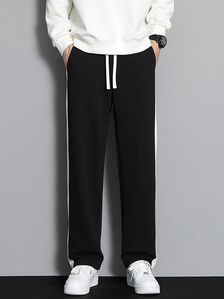 Men Loose Fit Black Linen Blend Trousers