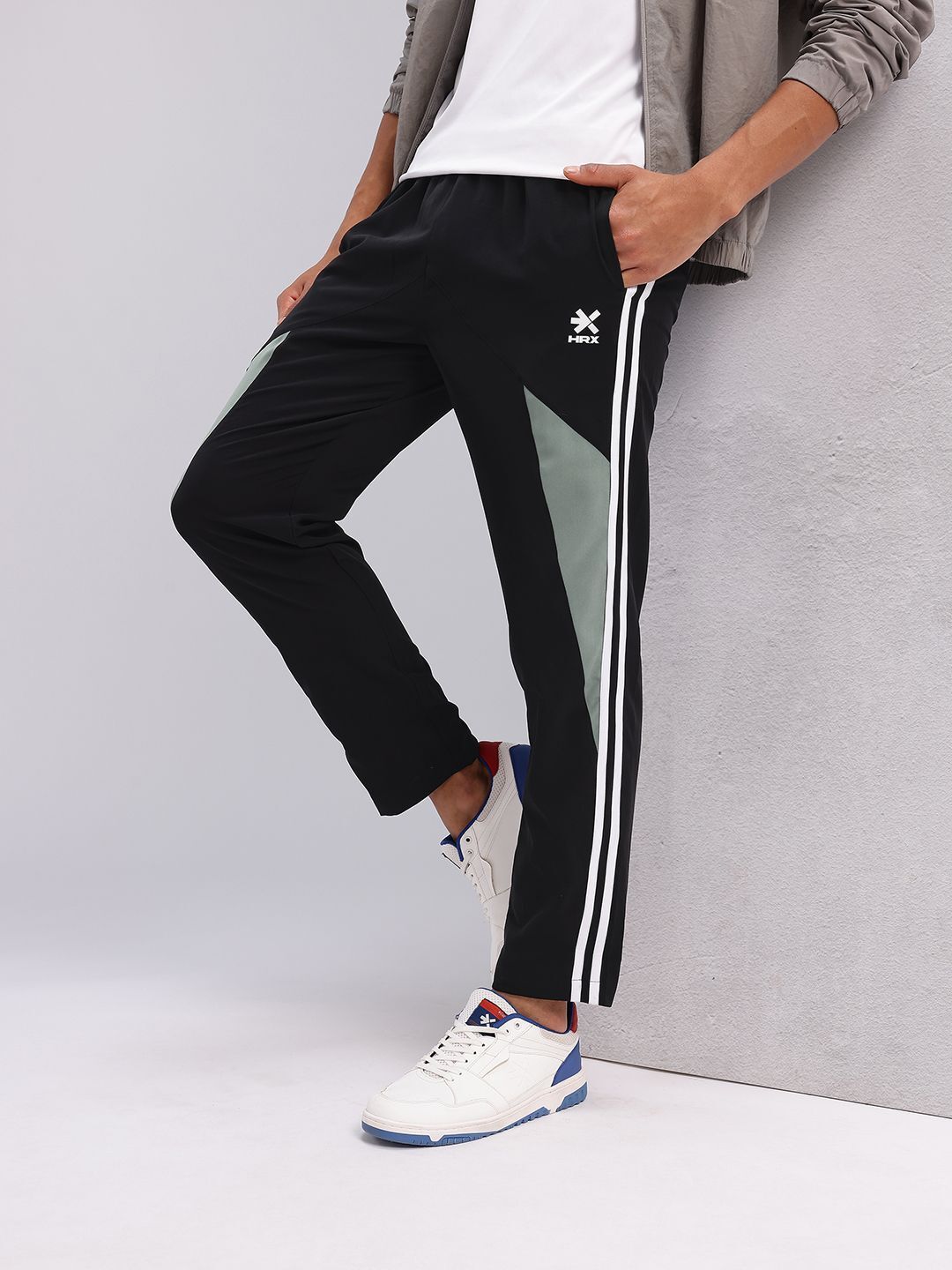 hrx by hrithik roshan Men Colorblock Black Track Pants-picture-10