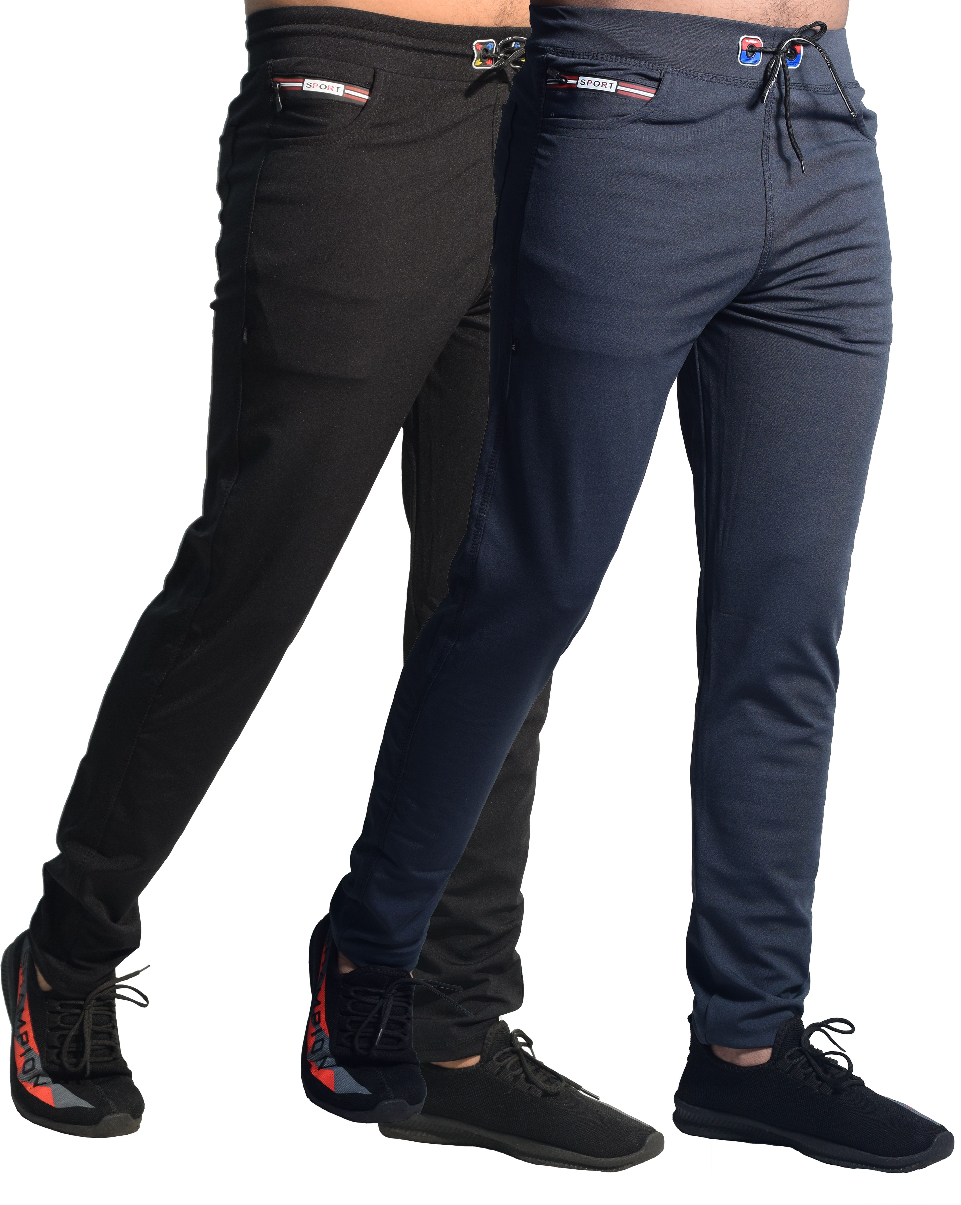 khozi Pack of 2 Men Solid Black, Grey Track Pants-picture-19