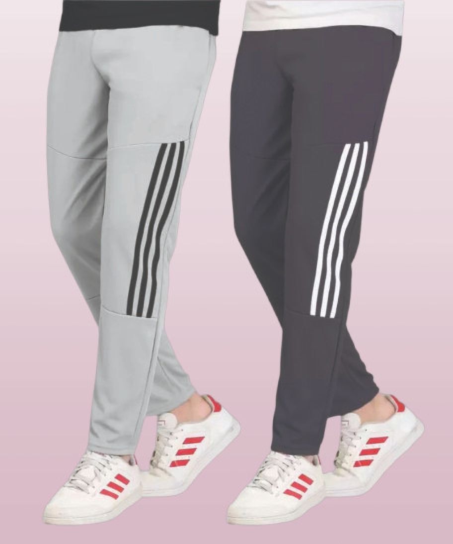 coveatvolo trends Pack of 2 Men Striped Grey Track Pants-picture-10