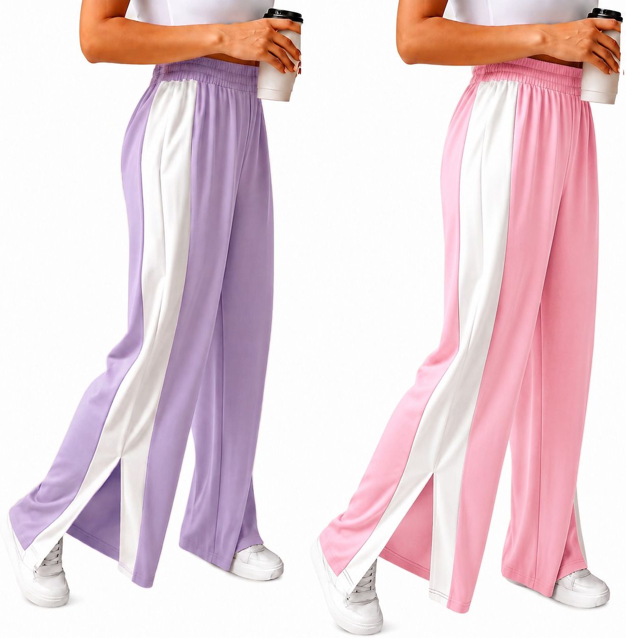 keso fashion Women Colorblock Purple, Pink Track Pants-picture-46