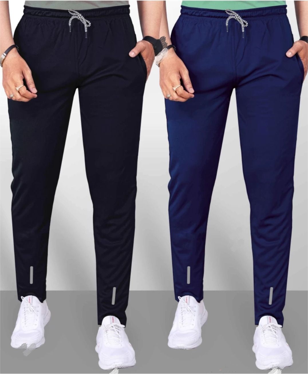 msrealson Pack of 2 Men Solid Black, Dark Blue Track Pants-picture-20