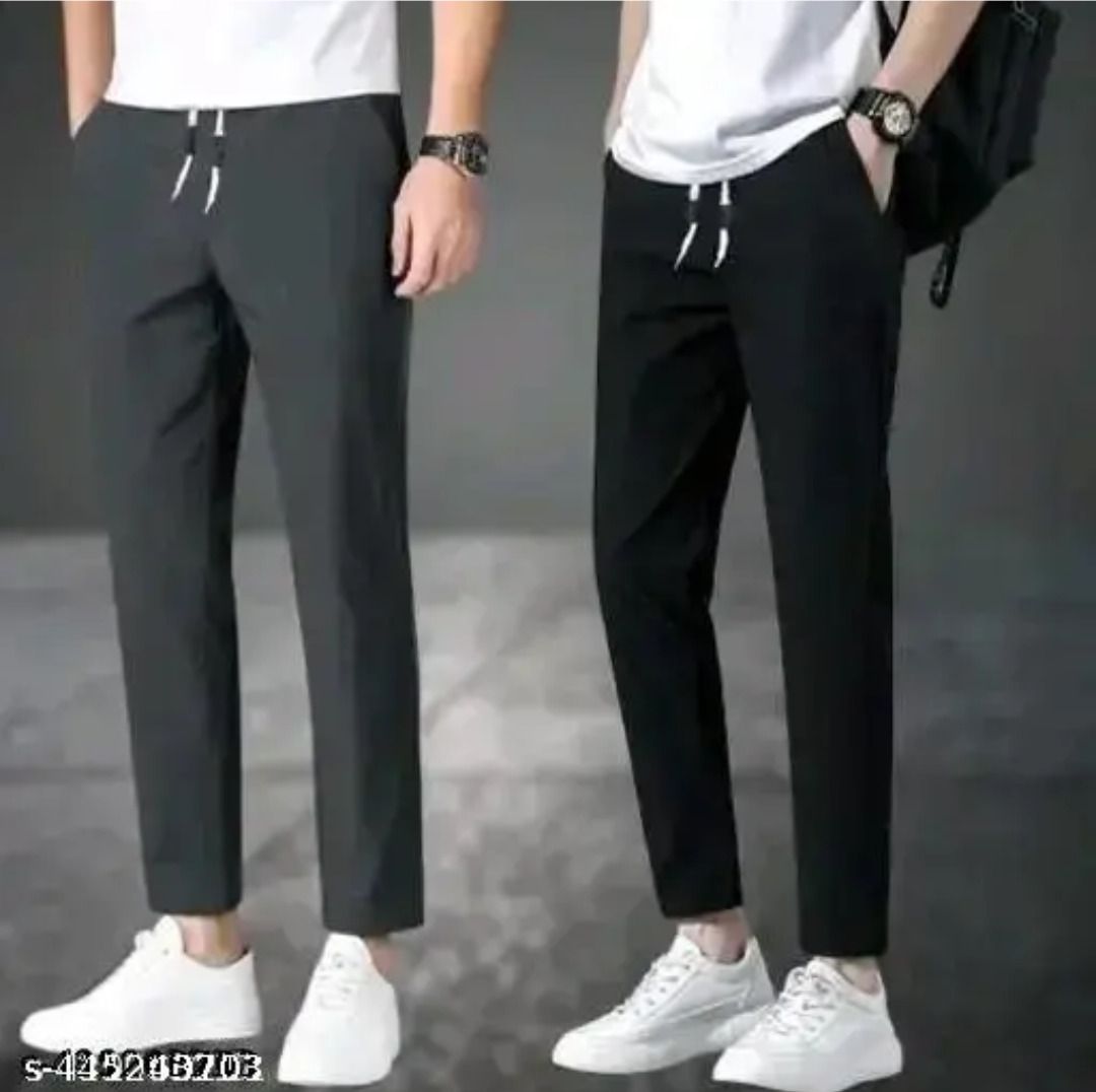 Pack of 2 Men Self Design Black Track Pants-image-38