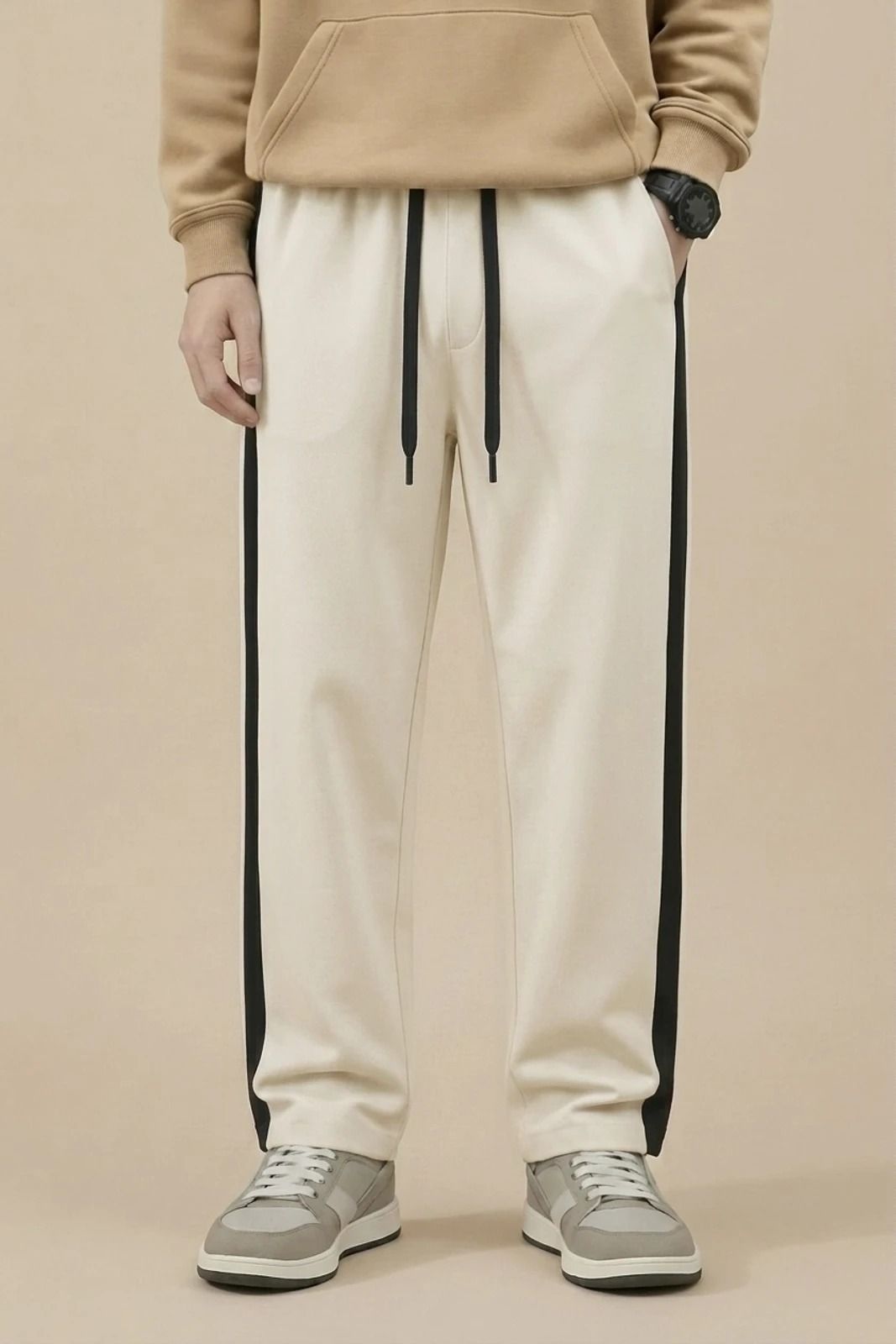 s2sfashions Men Solid, Striped Beige Track Pants-picture-23