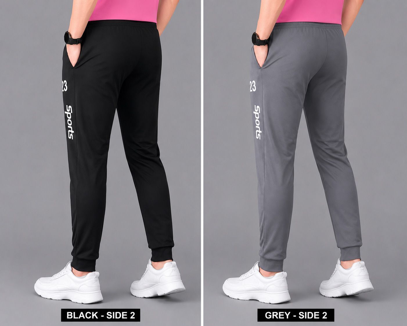 aa fashion store Men Solid Black, Grey Track Pants-picture-0