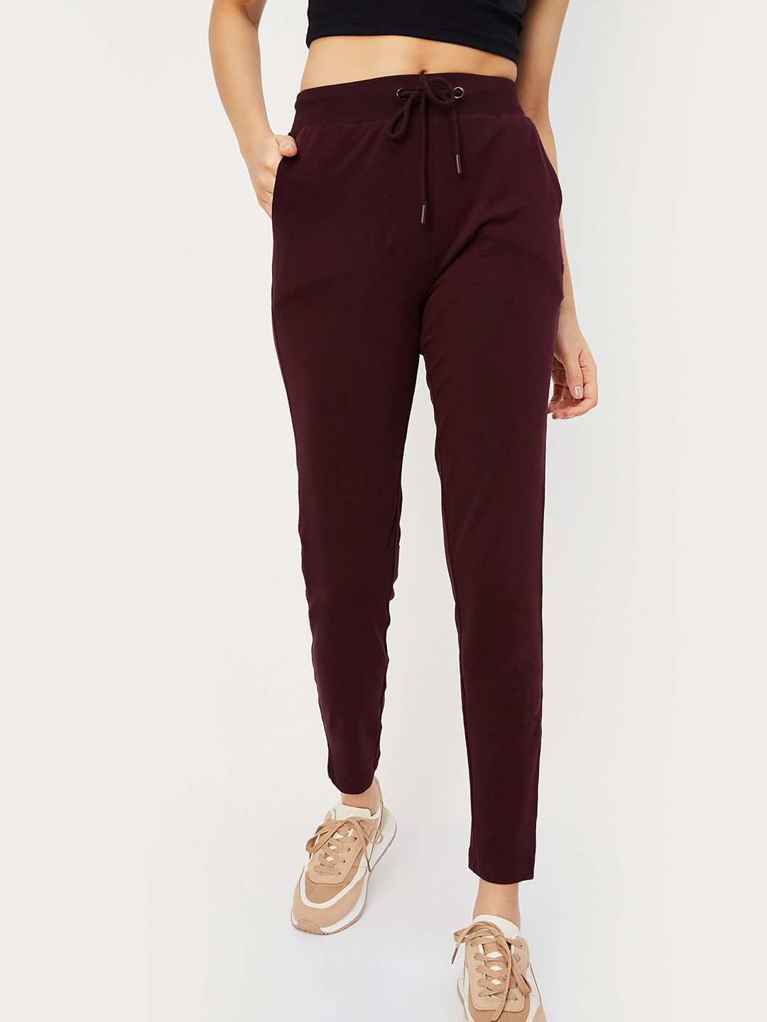 max Women Solid Maroon Track Pants-picture-11