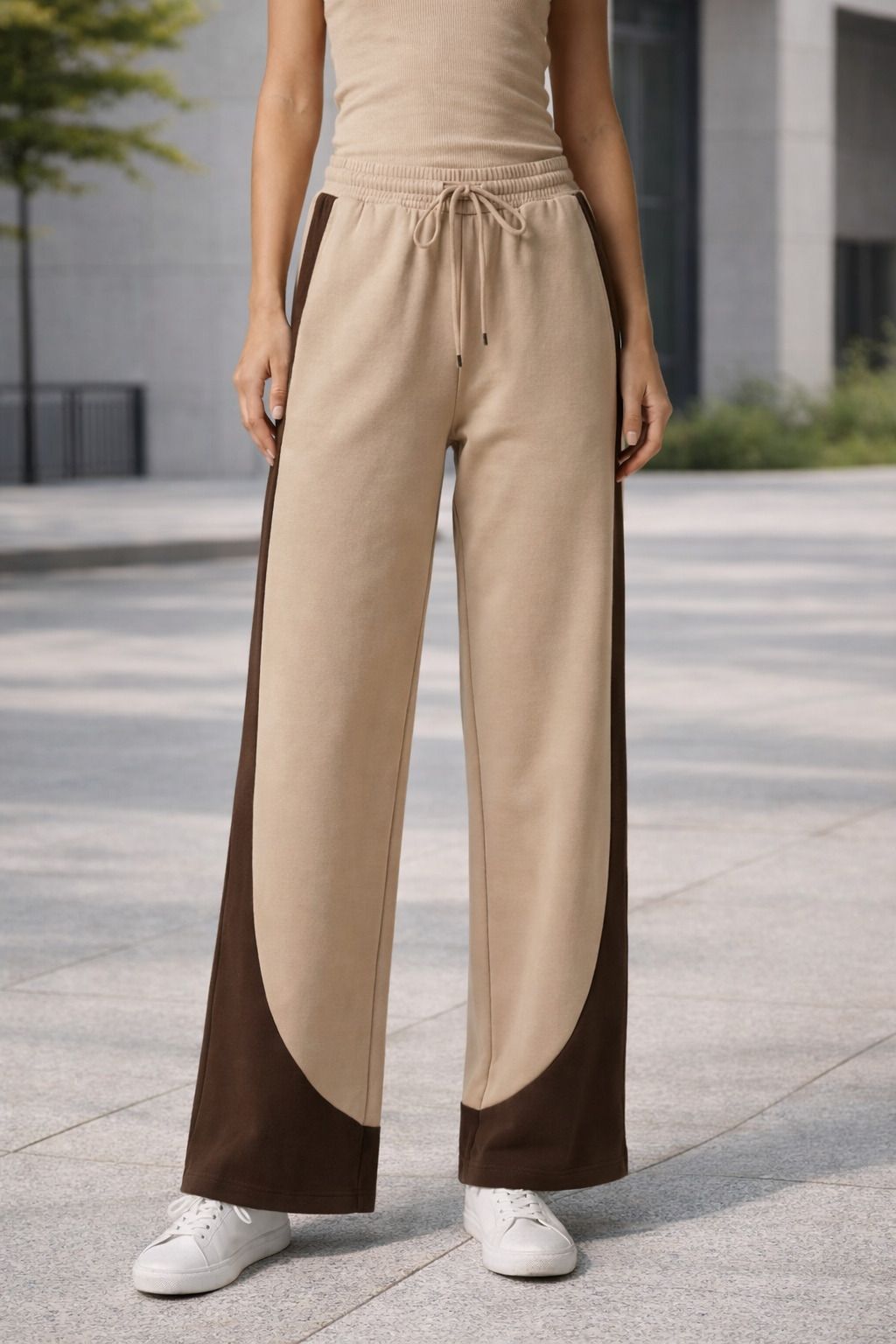 mk digital Women Striped Beige Track Pants-picture-17