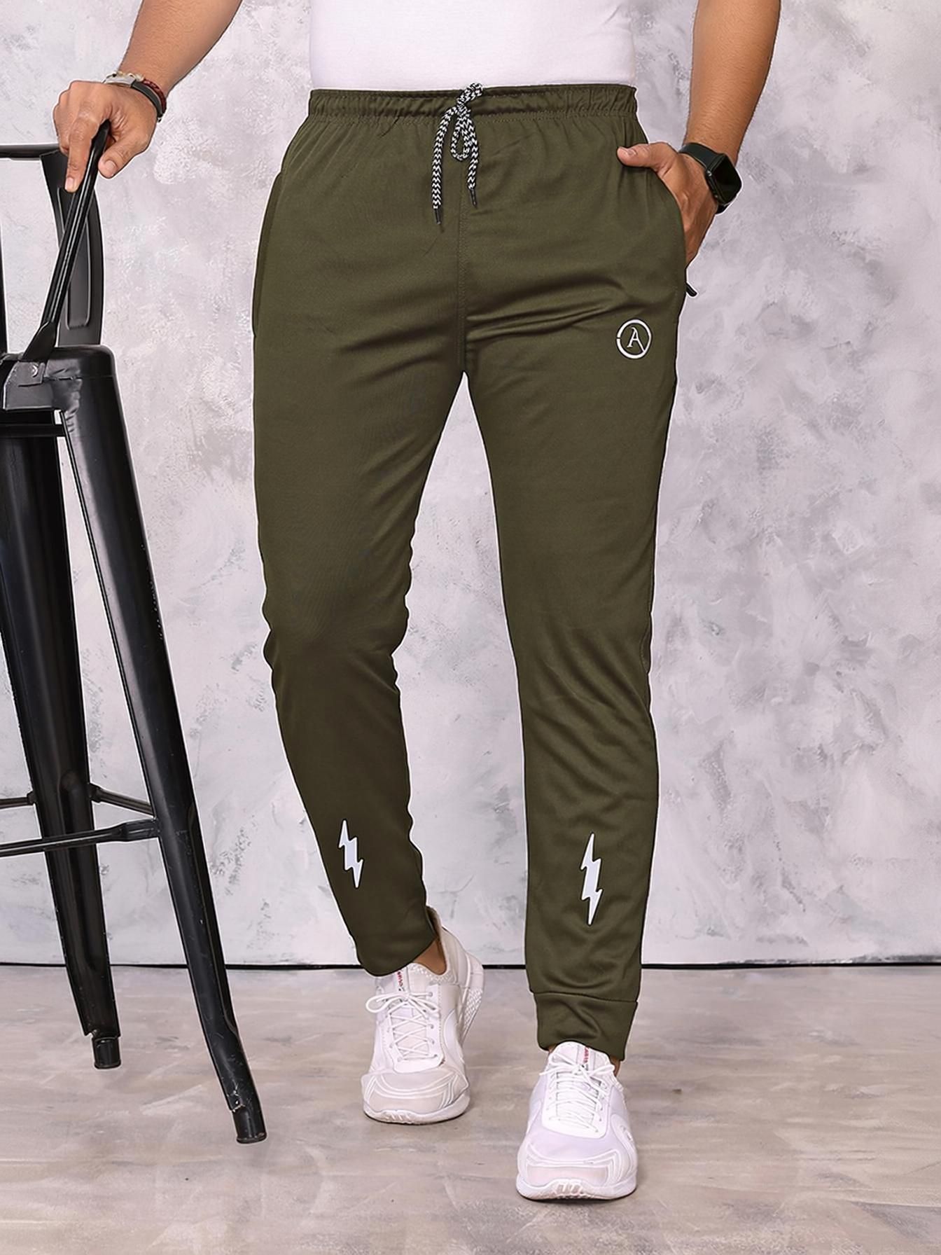 kashvi Men Chevron/Zig Zag Dark Green Track Pants-picture-11