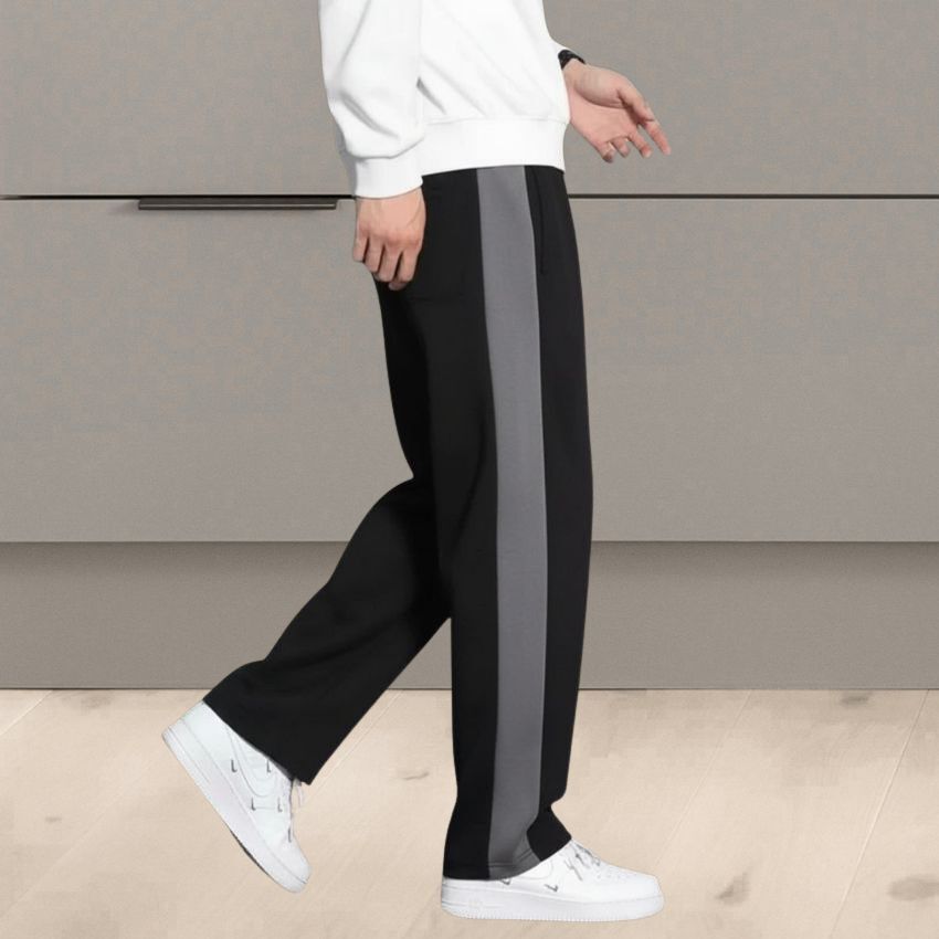 yanexa Men Striped Black Track Pants-picture-13