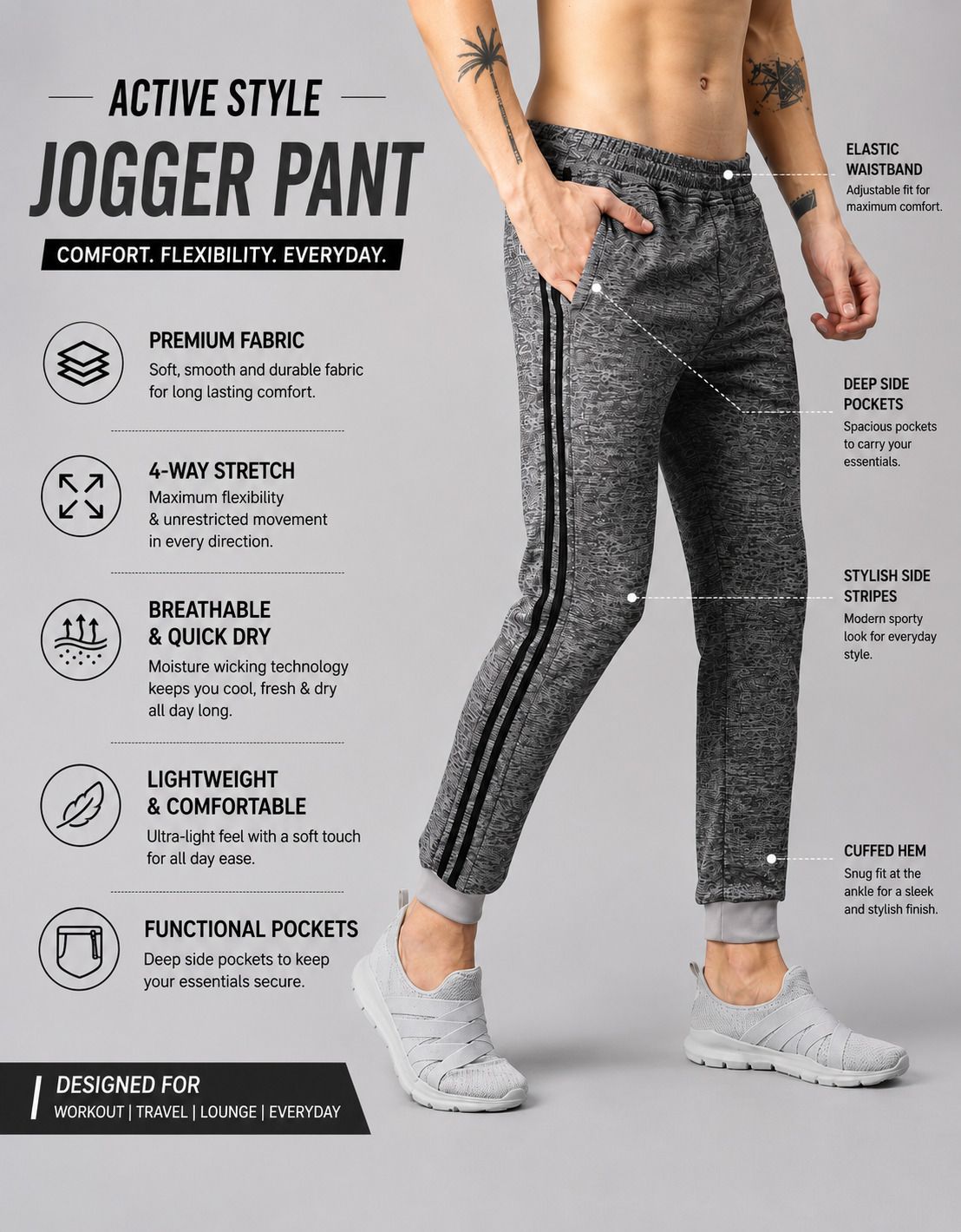 joggers park Pack of 2 Men Striped Grey Track Pants-picture-17