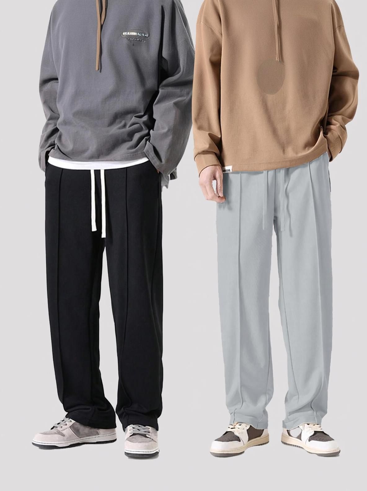 joggers park Pack of 2 Men Solid Black, Grey Track Pants-picture-24