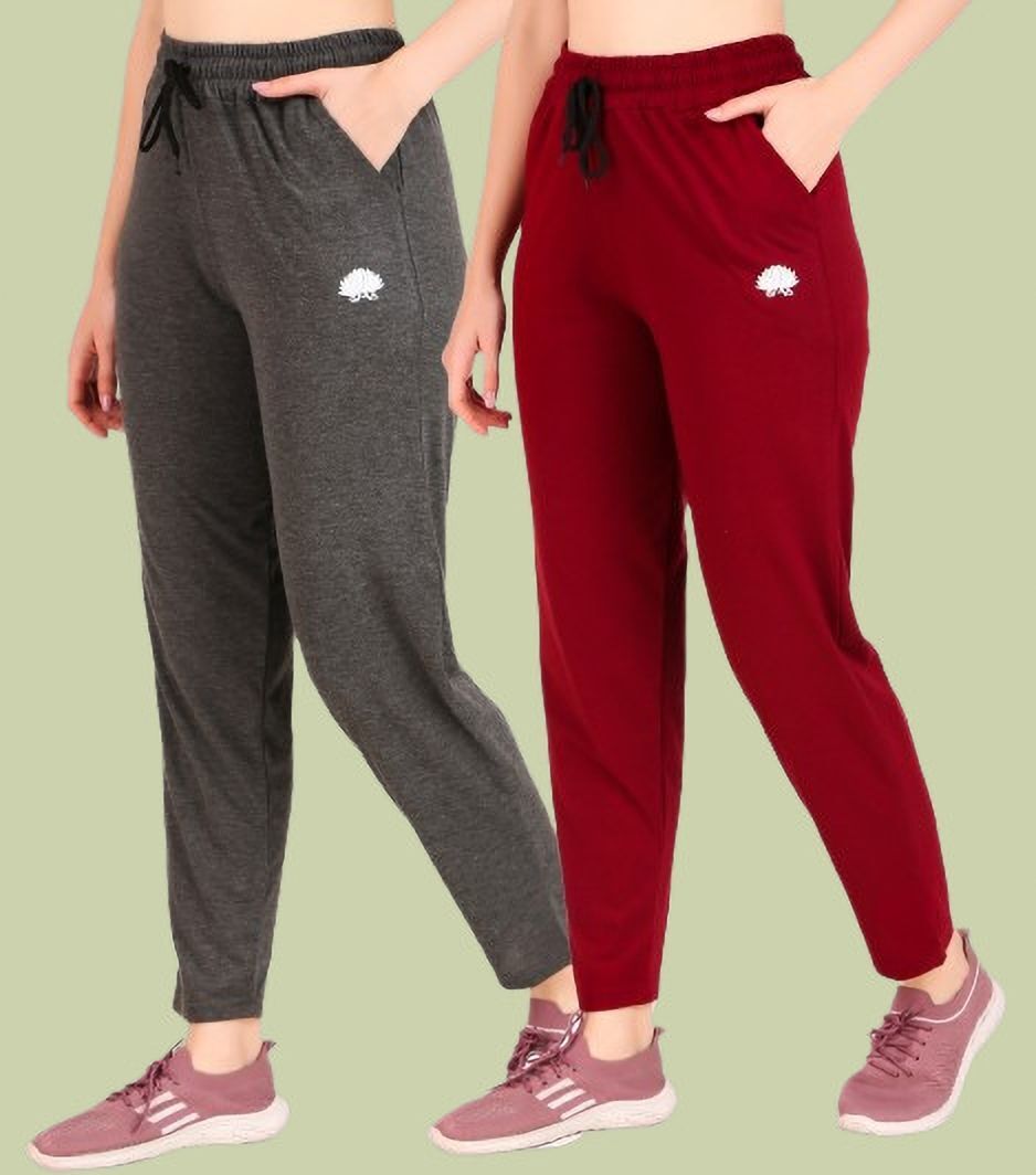 gaa Pack of 2 Women Solid Grey Track Pants-picture-13