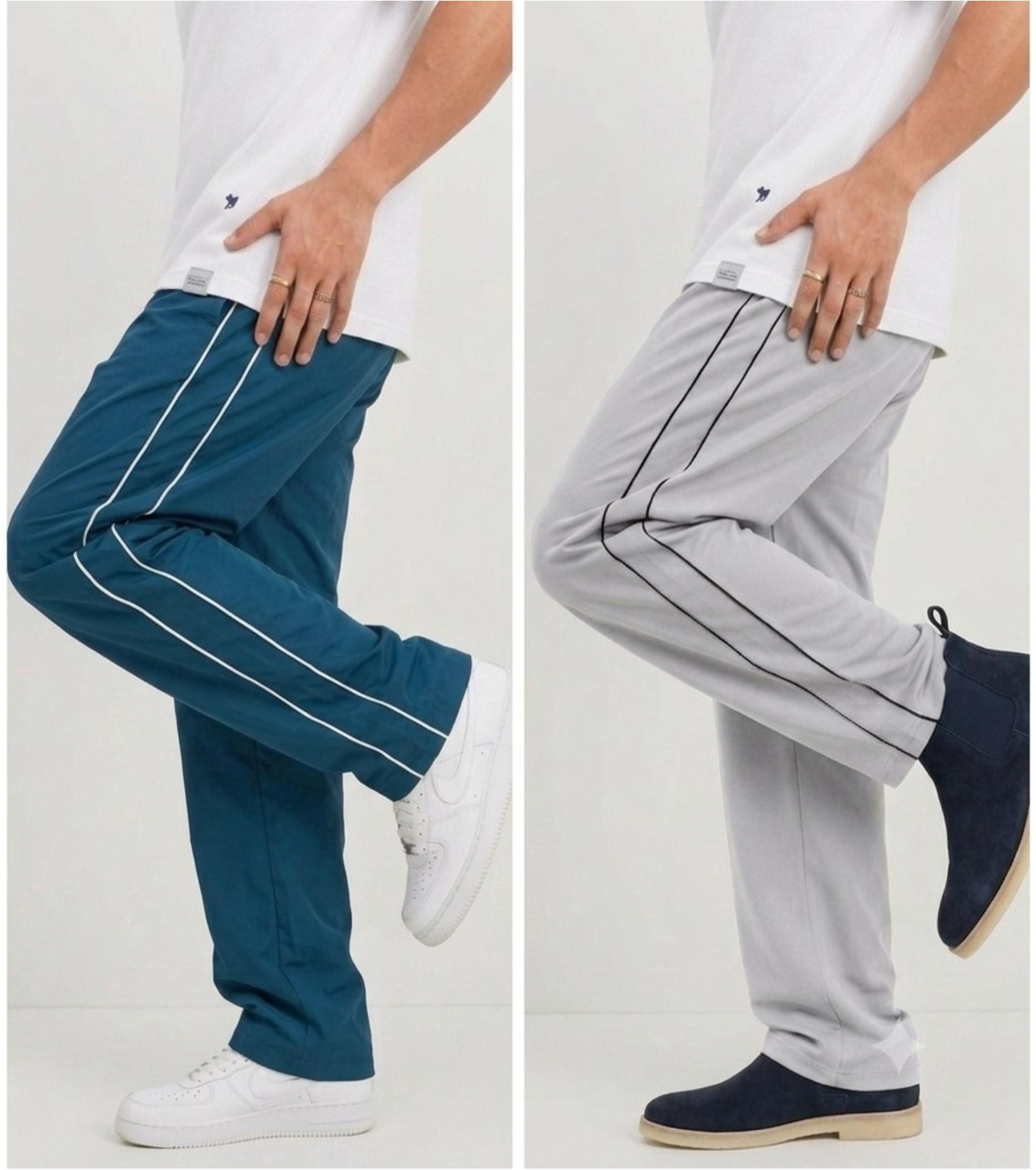 jocker Pack of 2 Men Striped Blue, Grey Track Pants-picture-15