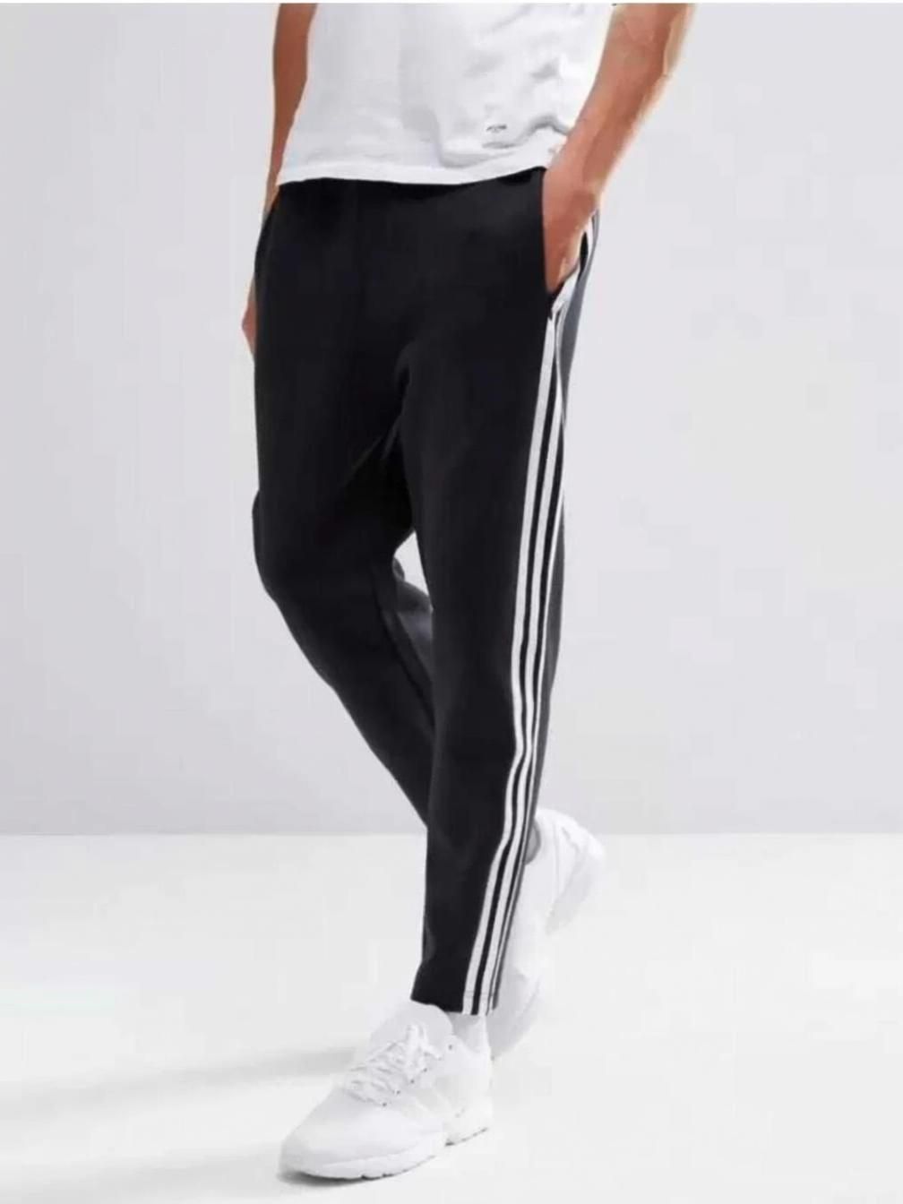Men Striped Black Track Pants-image-48