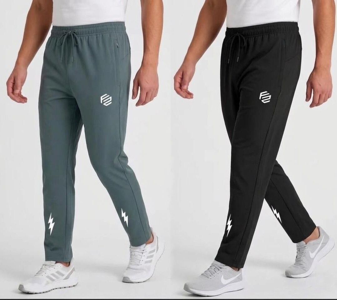 flyzen Pack of 2 Men Printed Black, Green Track Pants-picture-28