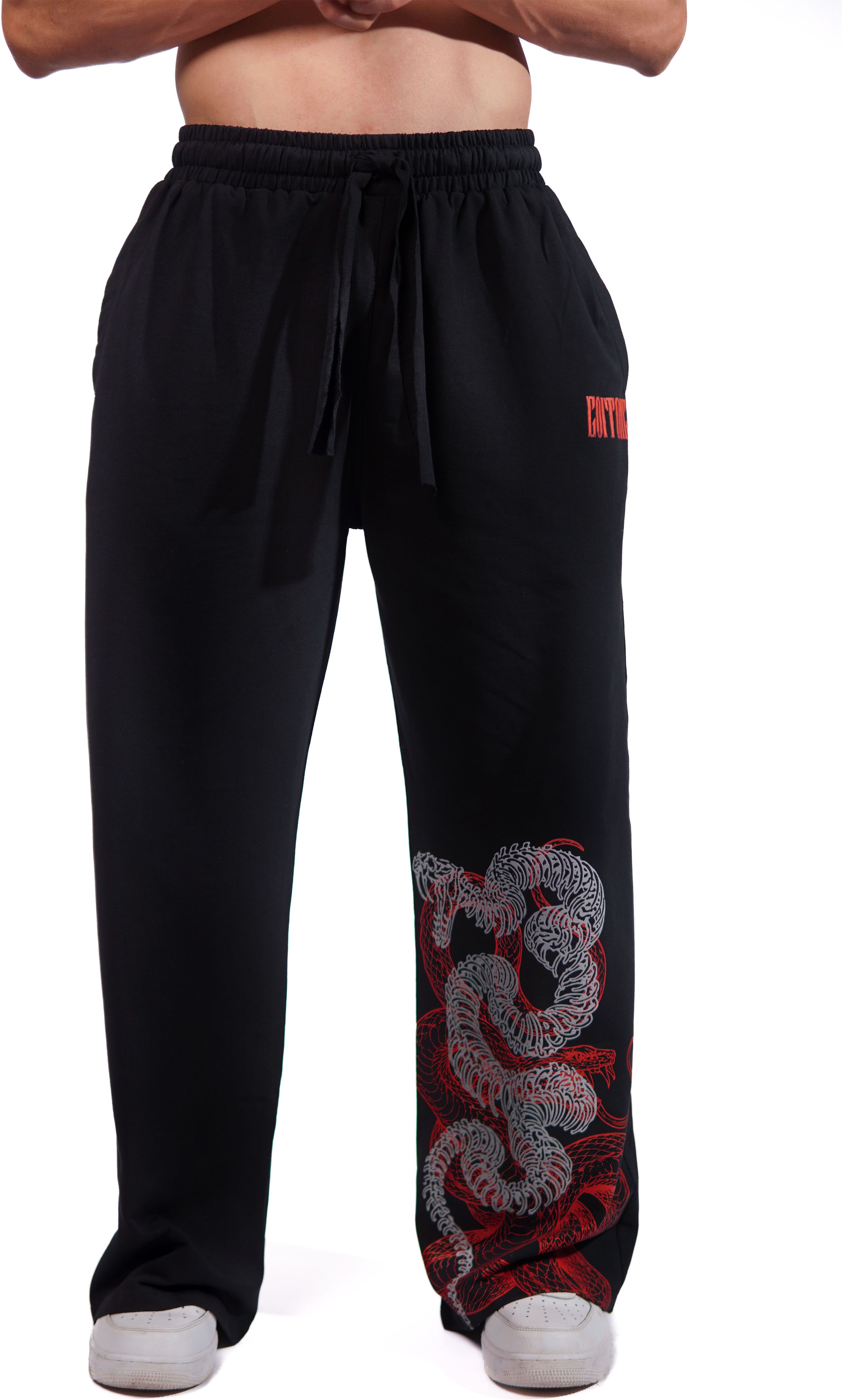 coitonic Men Graphic Print Black Track Pants-picture-42
