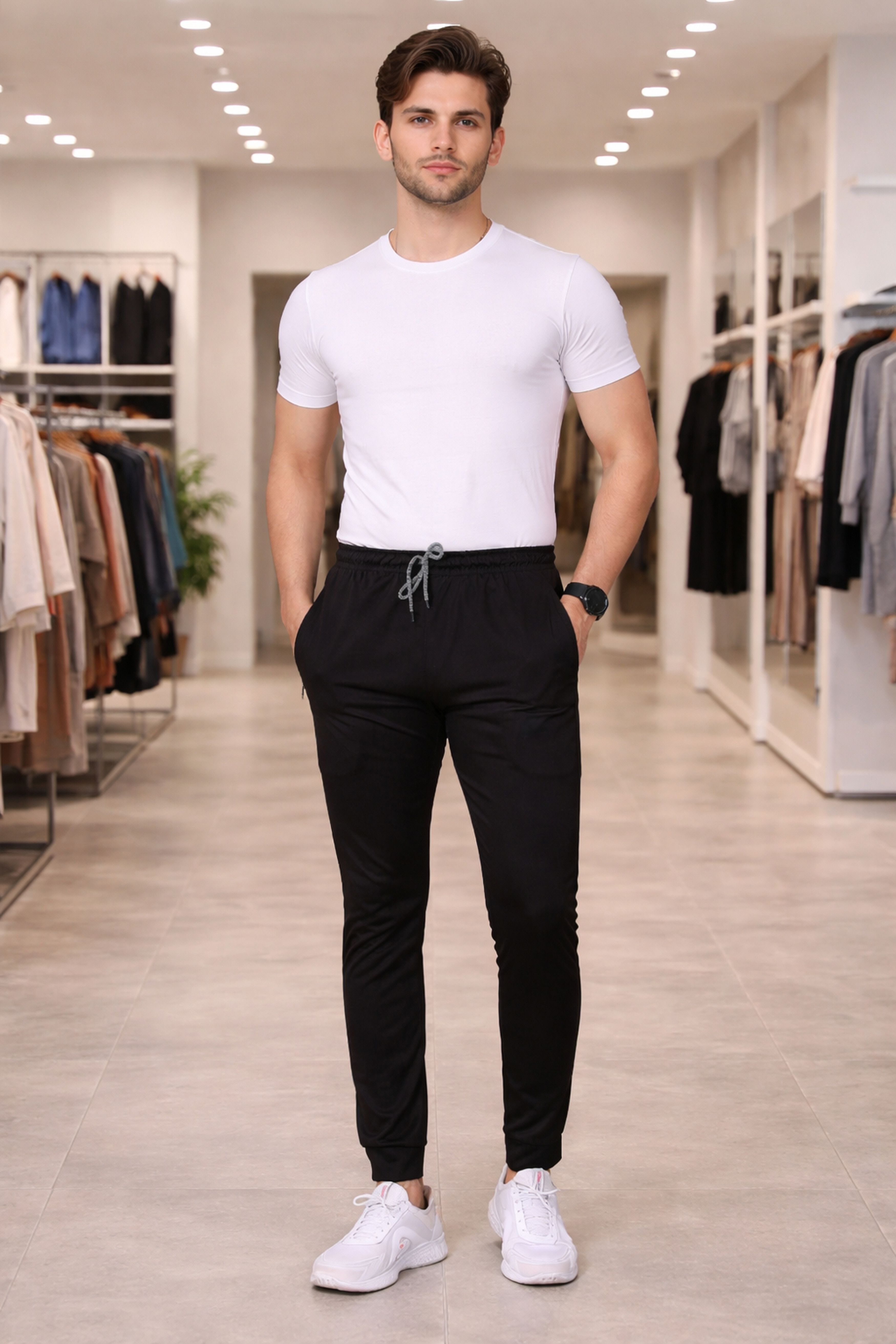 anand Men Solid Black Track Pants-picture-7