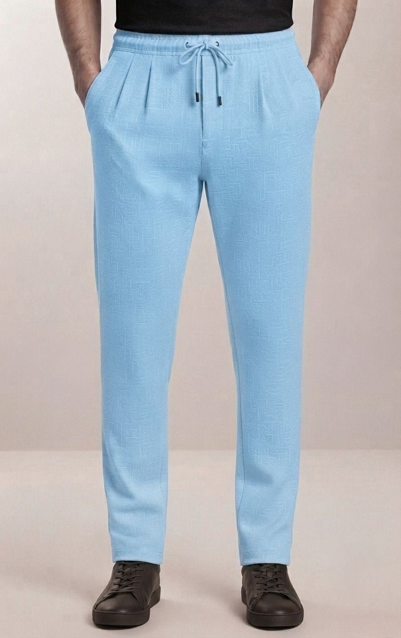 indiclub Men Self Design Light Blue Track Pants-picture-22