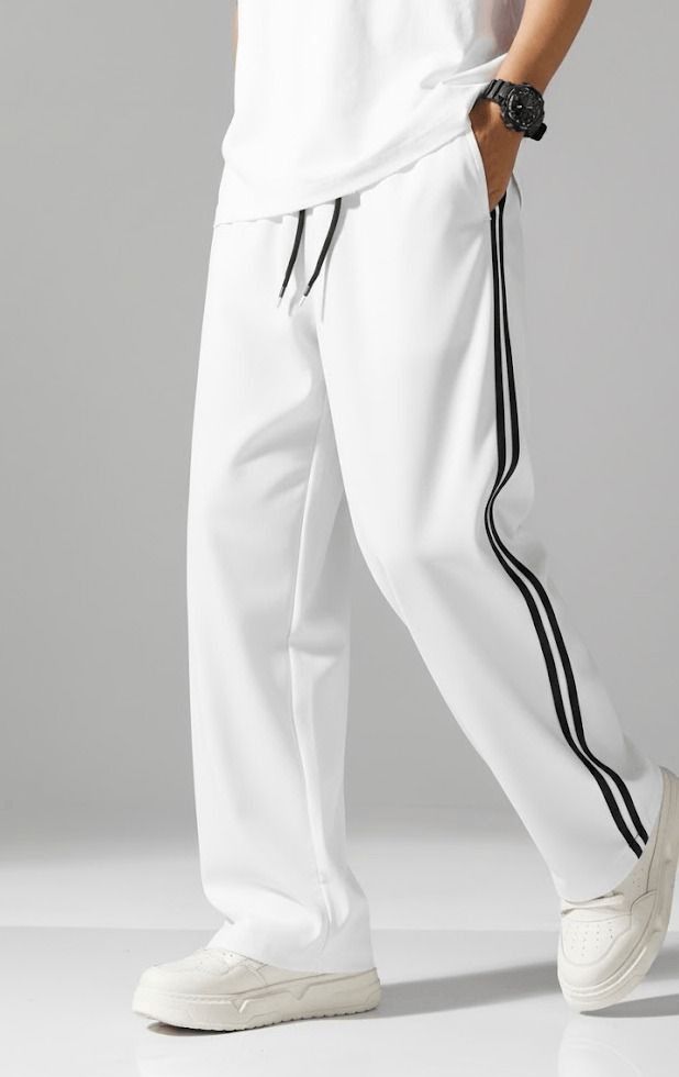 kalivaa Men Solid White, Black Track Pants-picture-1