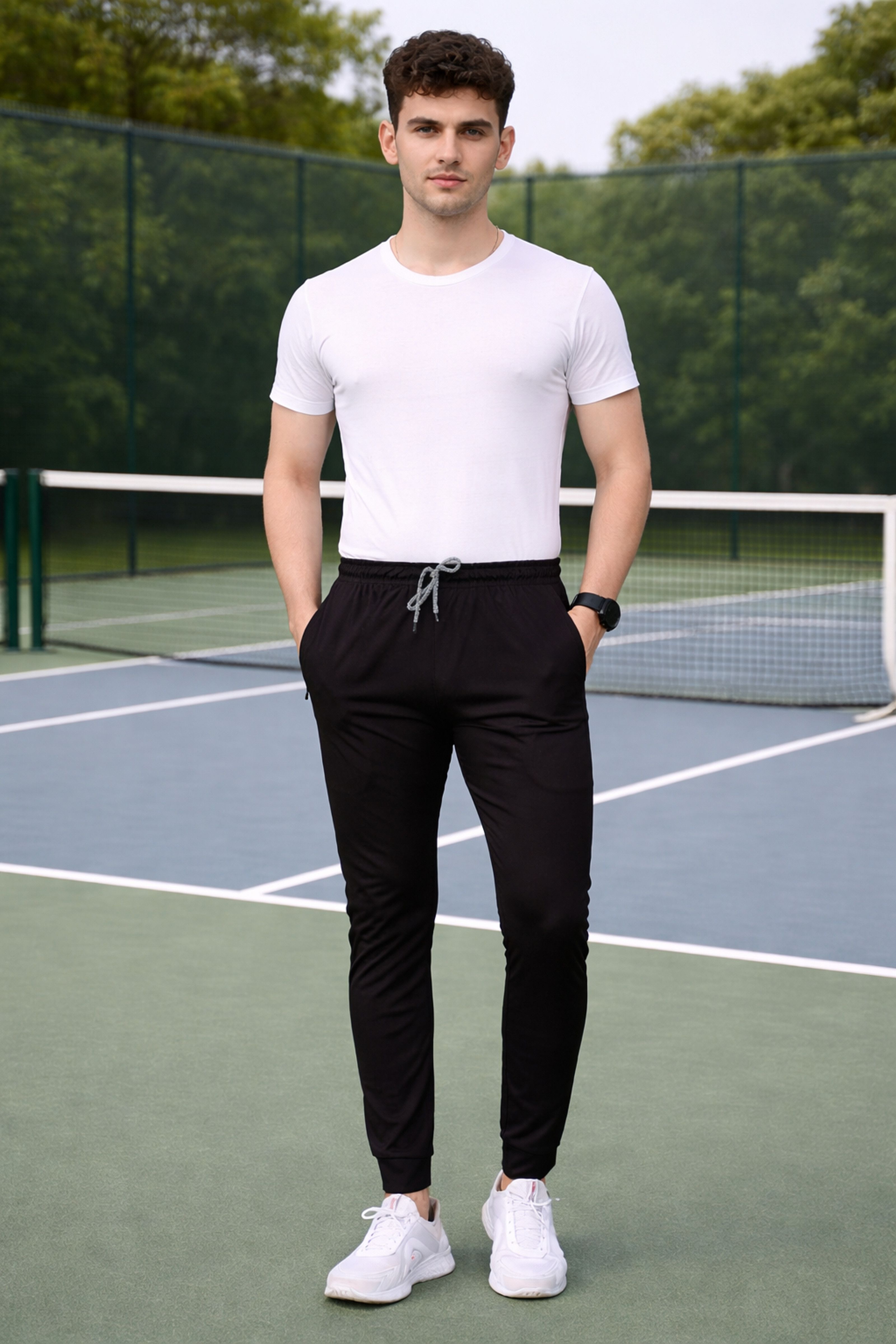 anand Men Solid Black Track Pants-picture-18