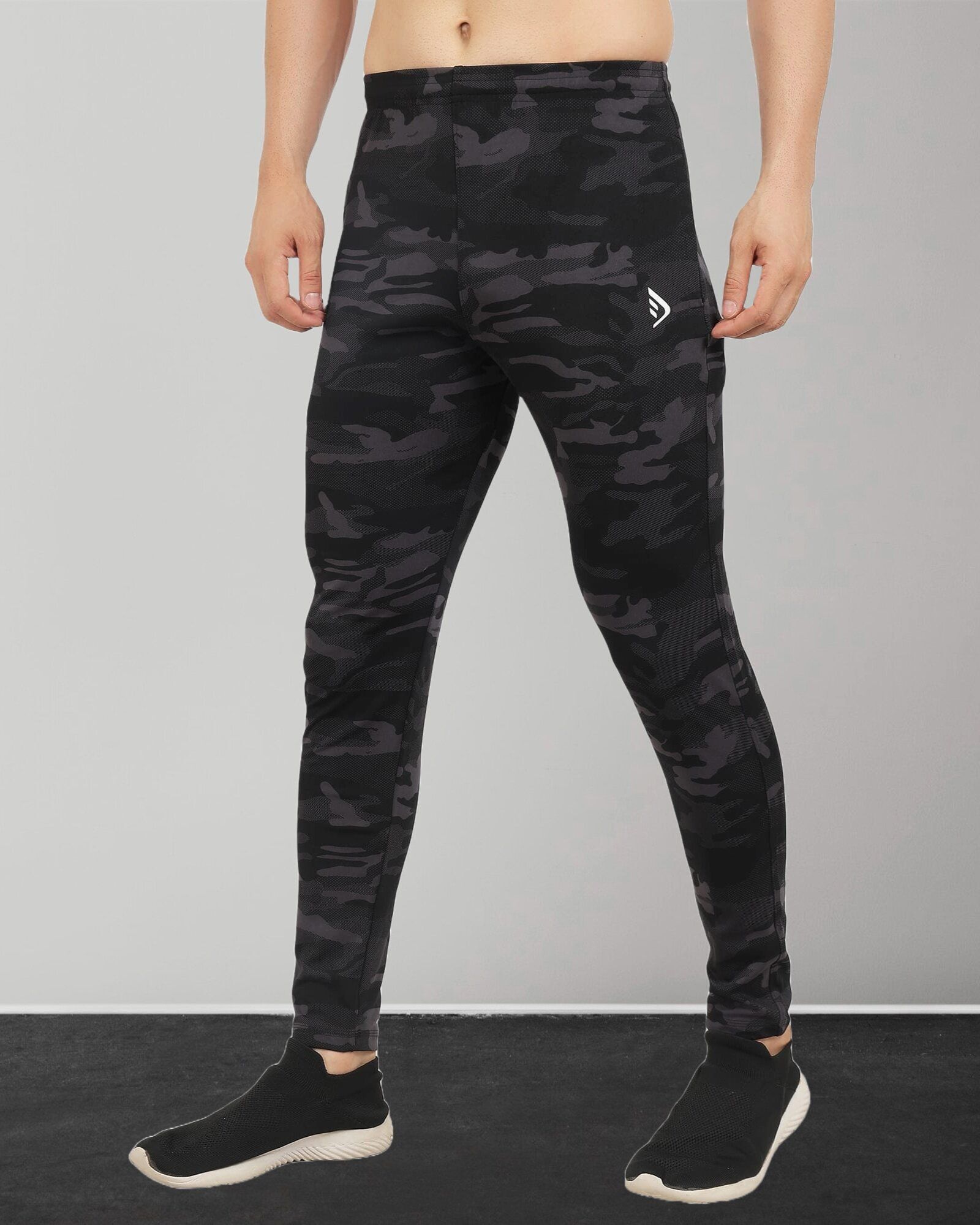 Men Animal Print Grey, Black Track Pants-image-41