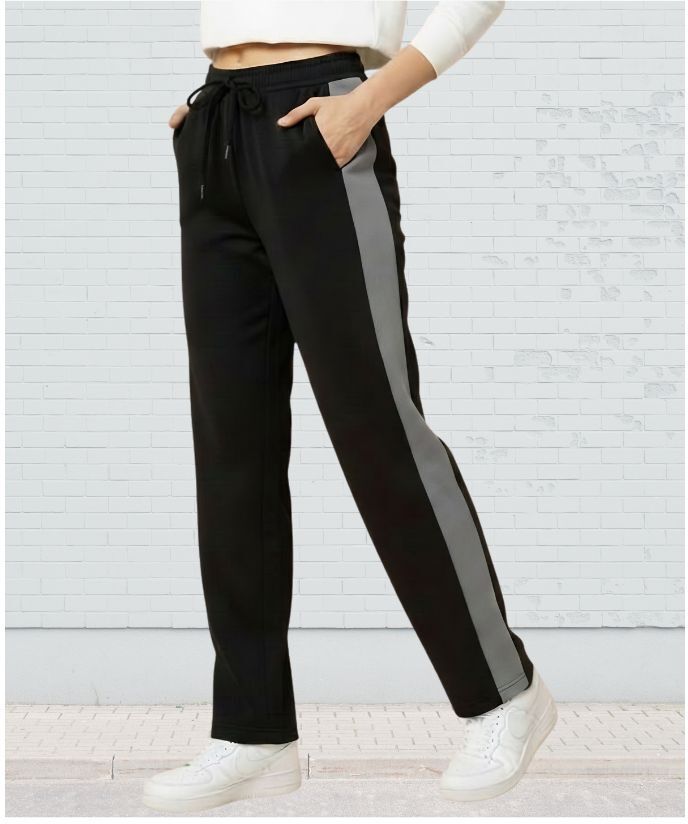Women Striped Black Track Pants-image-46