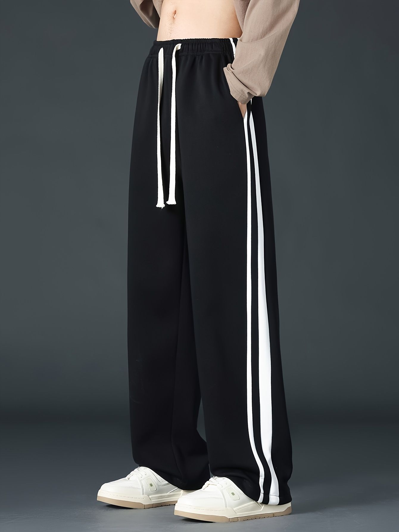 paralians Men Striped Black Track Pants-picture-28