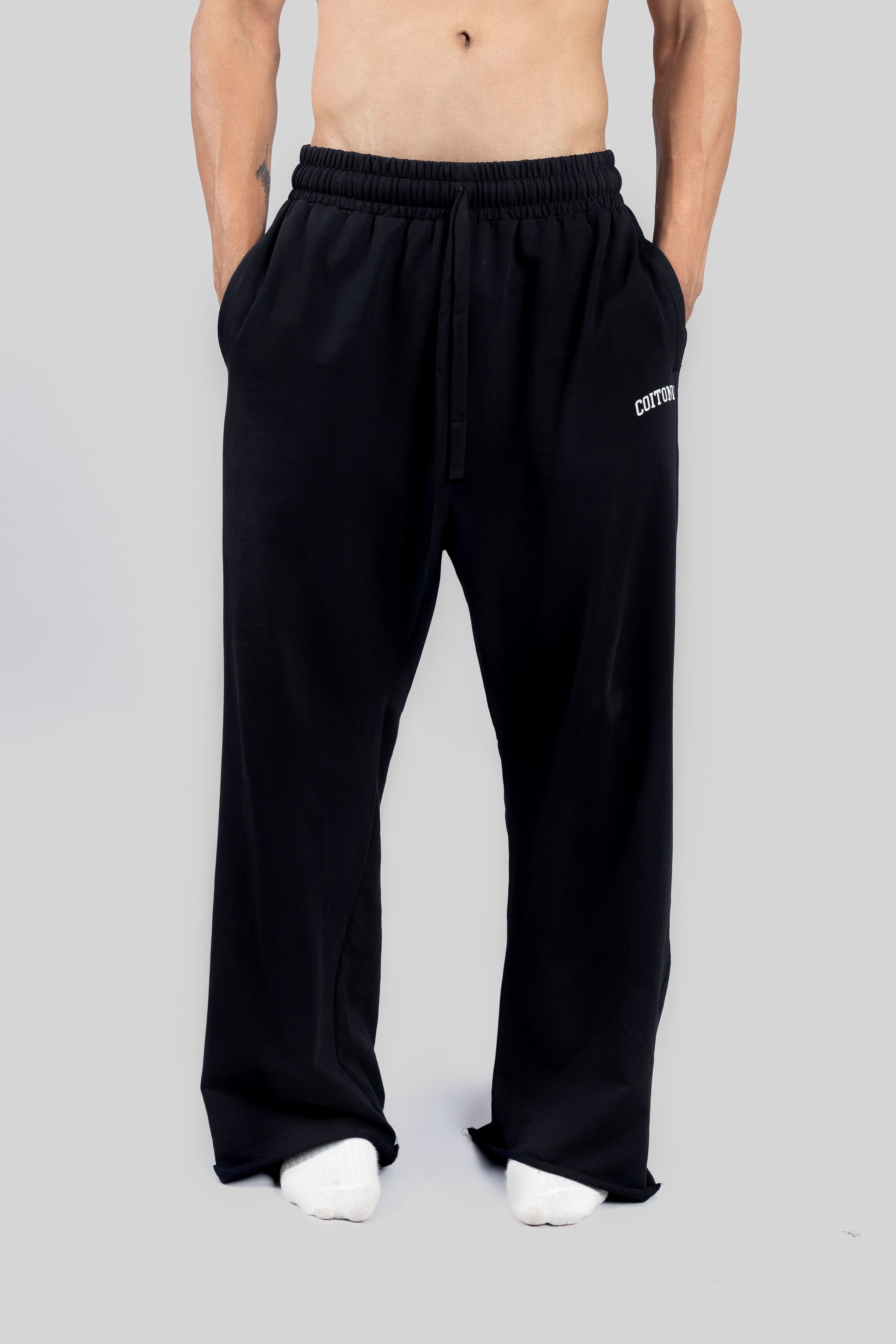 coitonic Men Solid Black Track Pants-picture-12