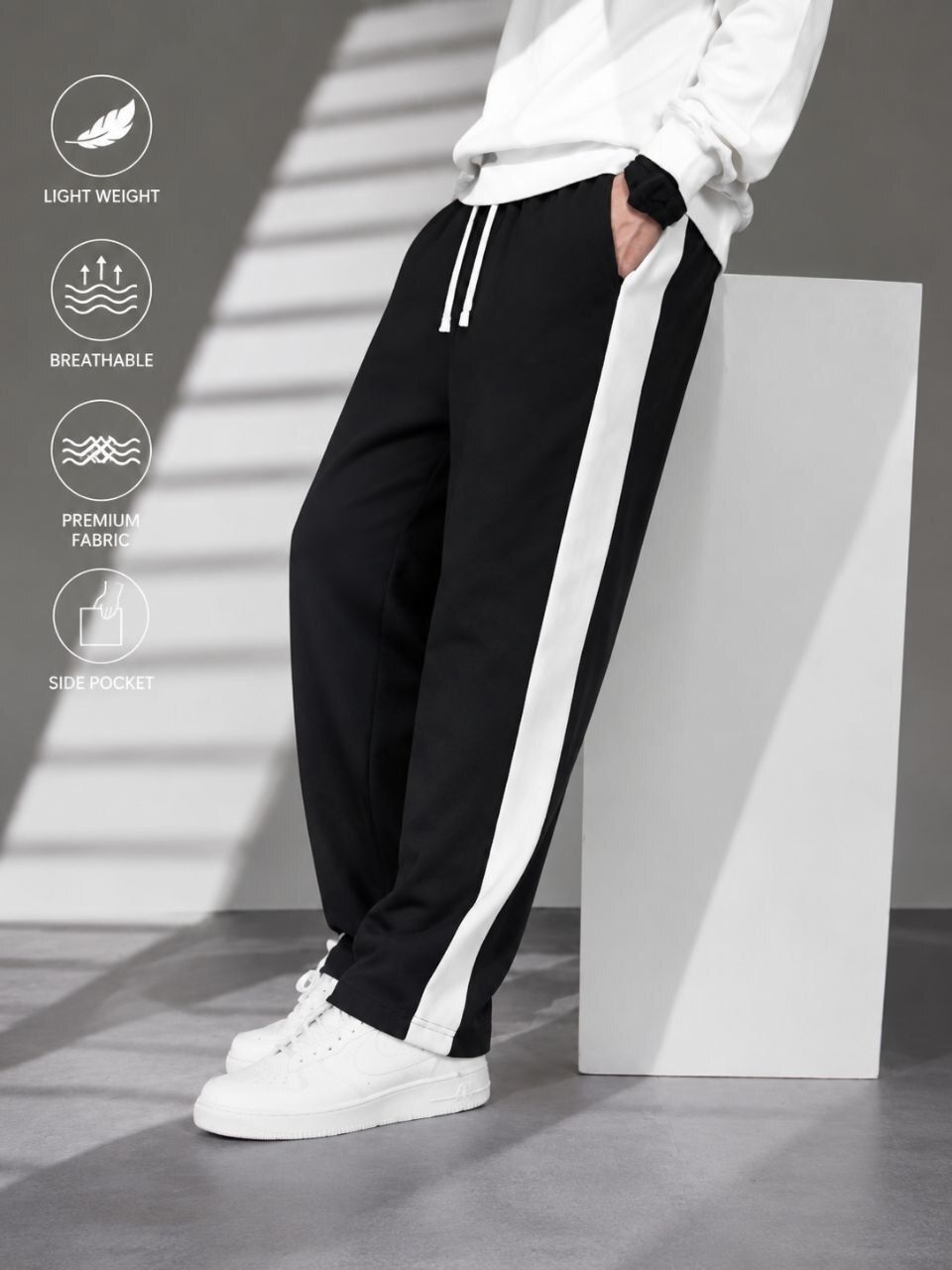 gnml style Men Solid Black Track Pants-picture-22