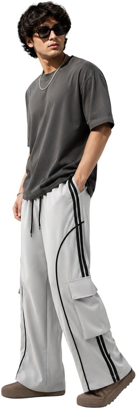 darpan textile Men Solid, Striped Grey Track Pants-picture-0