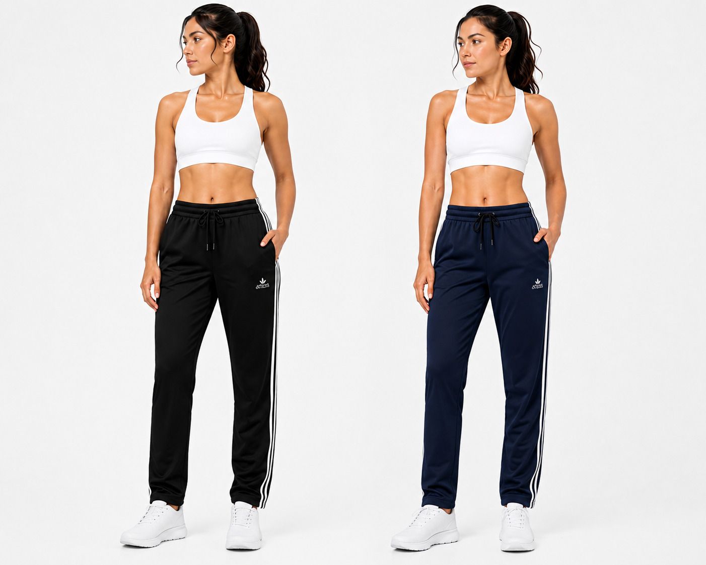 Women Striped Black, Dark Blue Track Pants-image-26