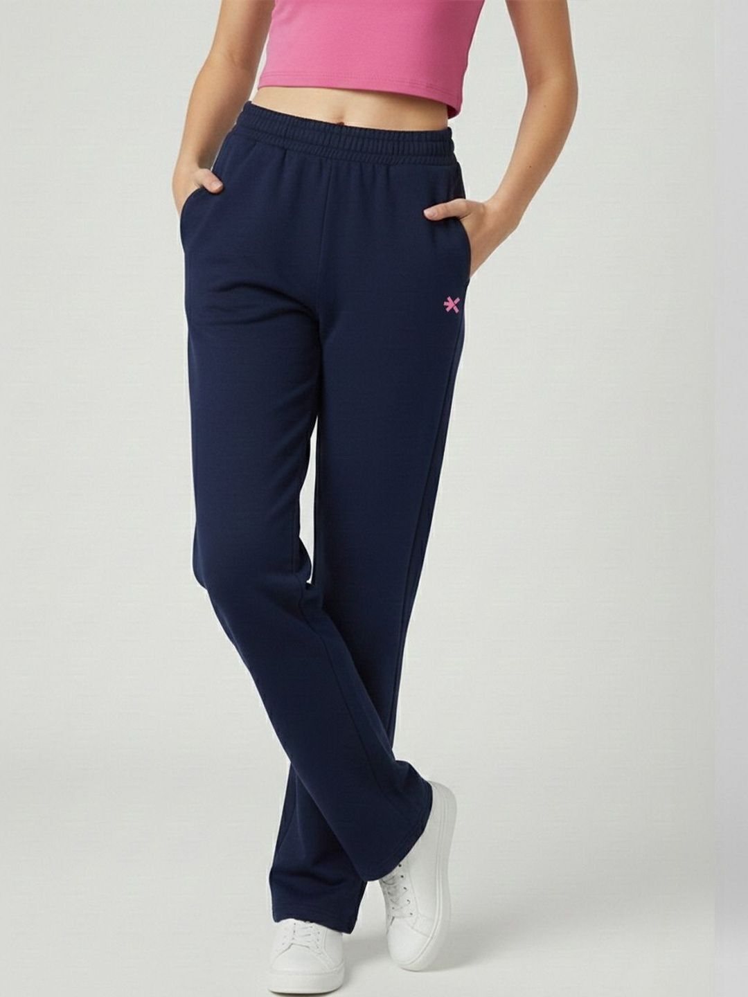 Women Self Design Blue Track Pants-image-18